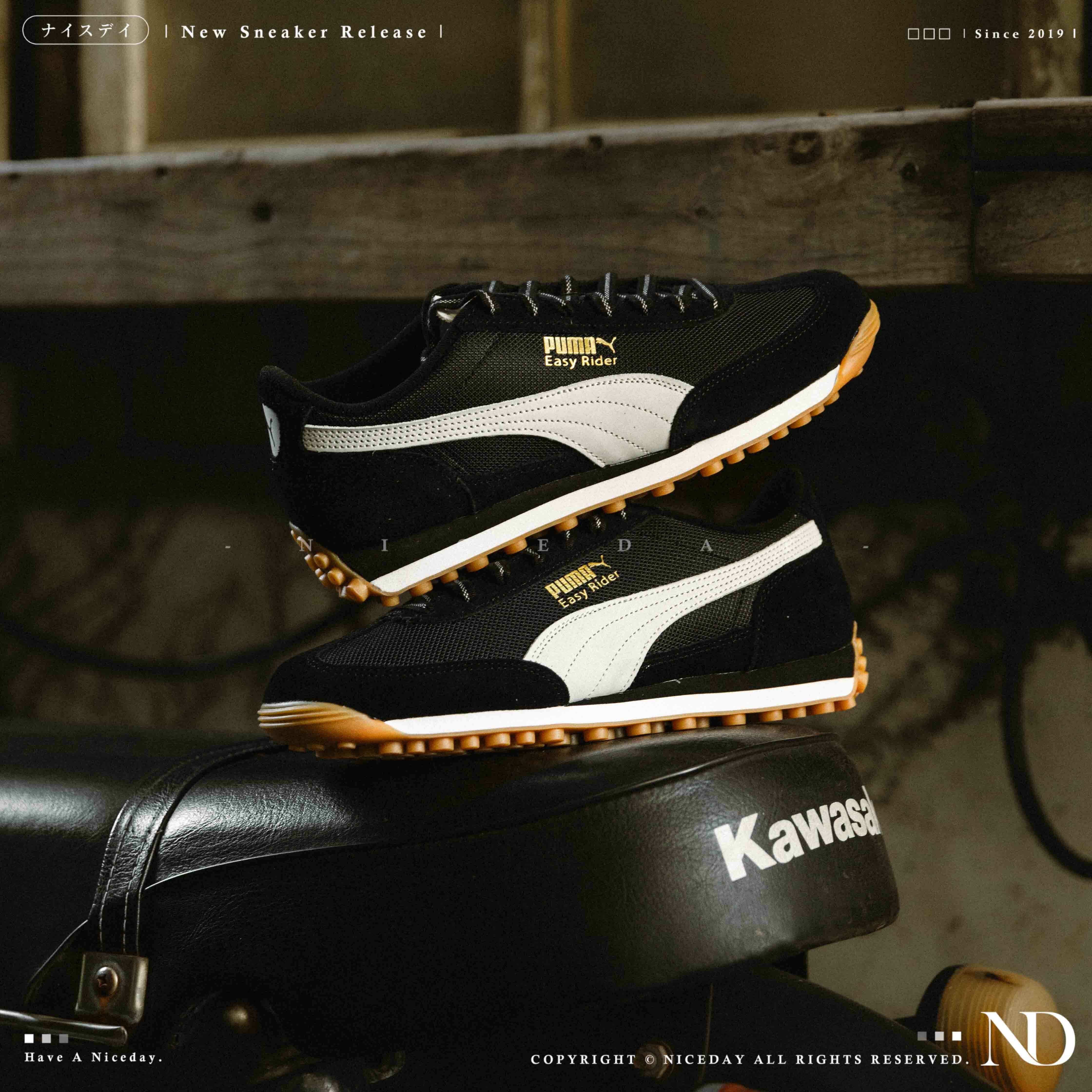 NICEDAY 現貨 PUMA EASY RIDER FOOTIE 黑色 白標 麂皮 焦糖底 運動鞋 401559-02
