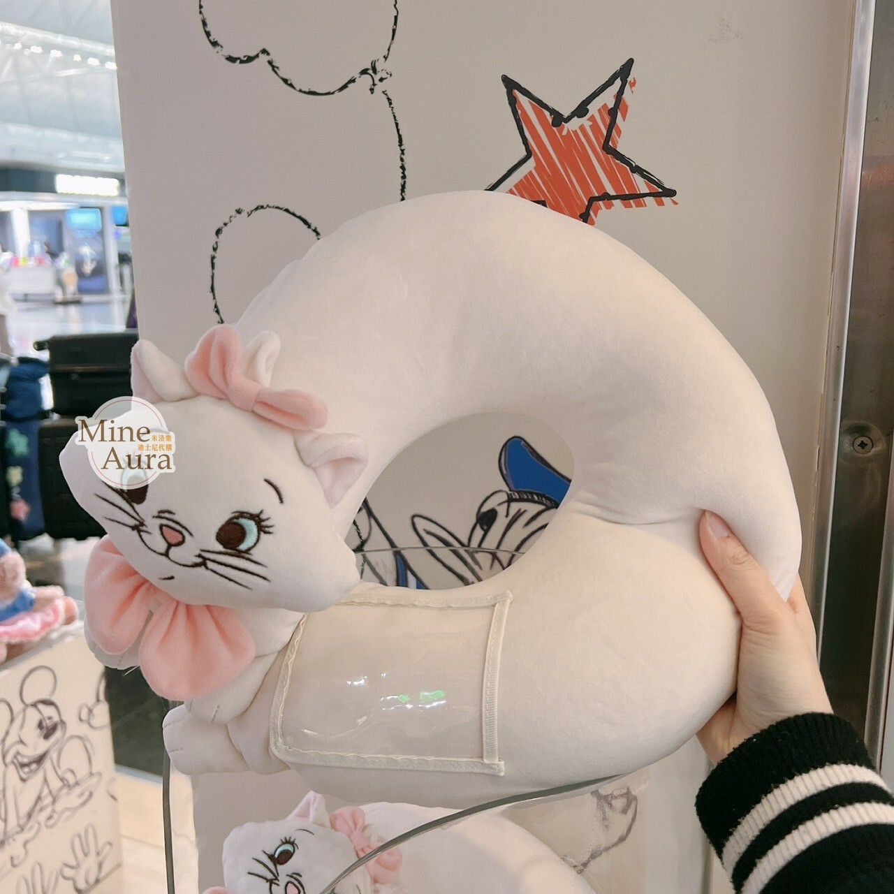 瑪莉貓 Marie 絨毛 大頭 造型 U型頸枕 旅行用品 貓兒歷險記 The Aristocats -香港迪士尼樂園