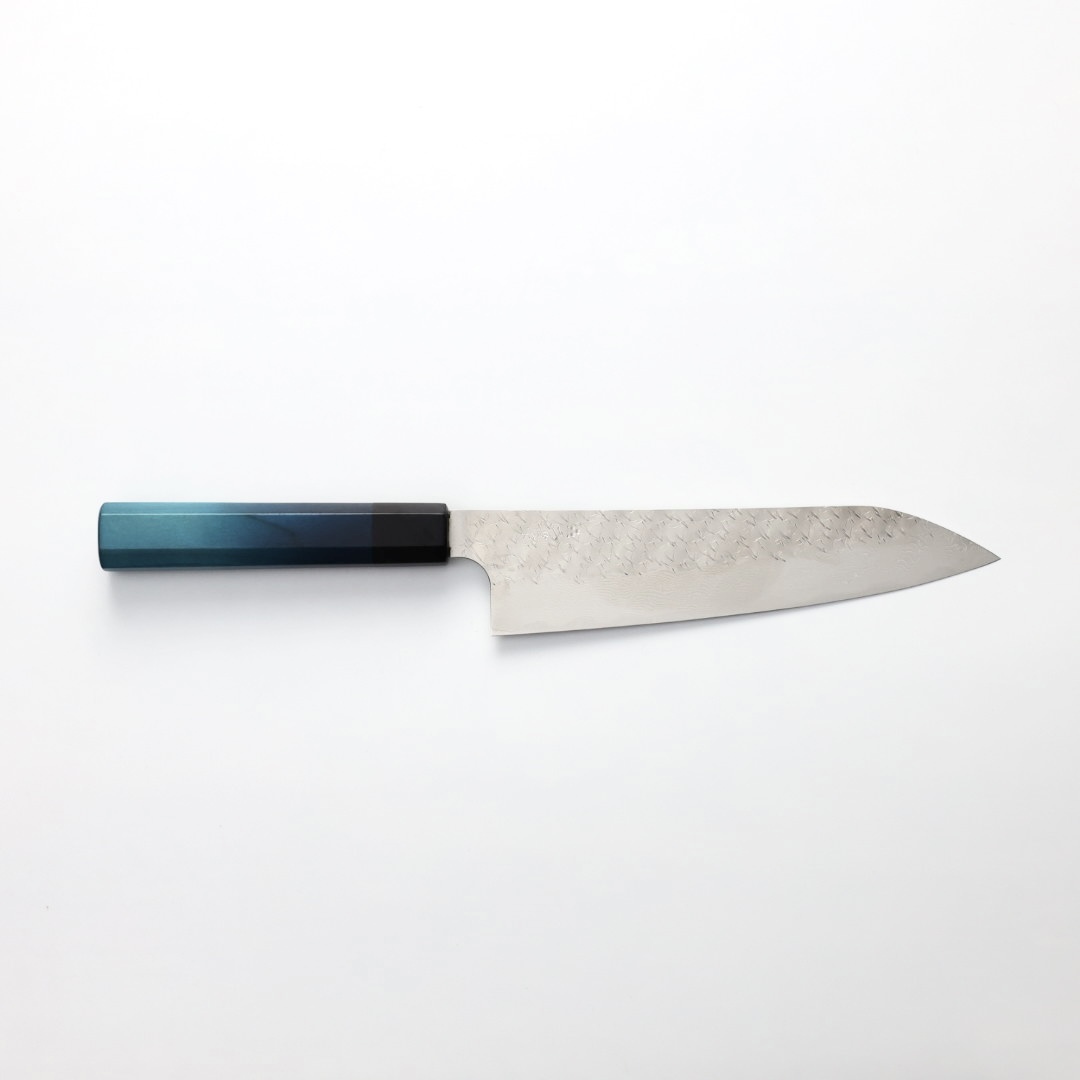 藍包丁x二唐刃物 牛刀 210mm SG Strix粉末HSS鋼 鎚目大馬士革