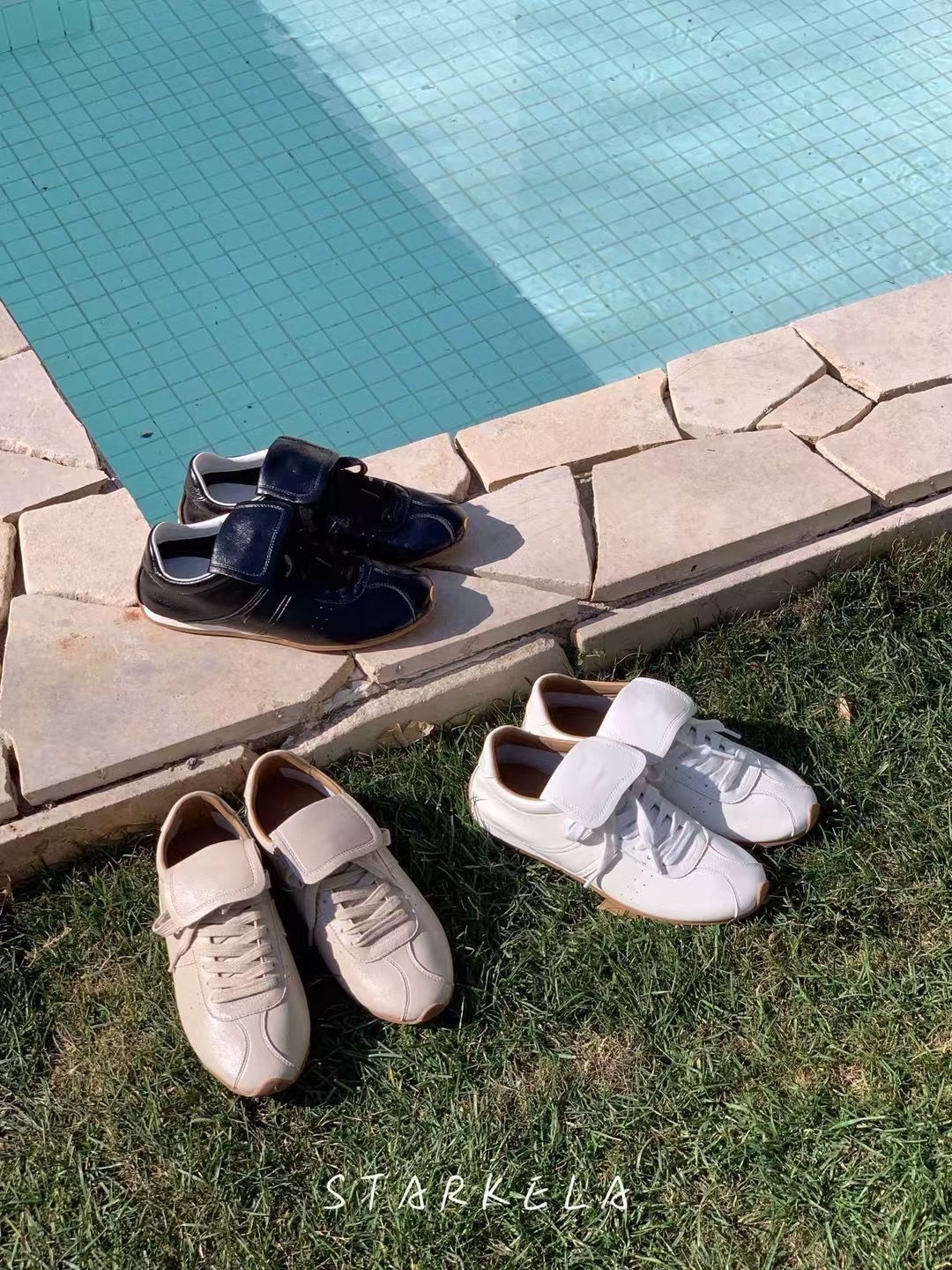 真皮反摺鞋舌休閒鞋(白35.37)