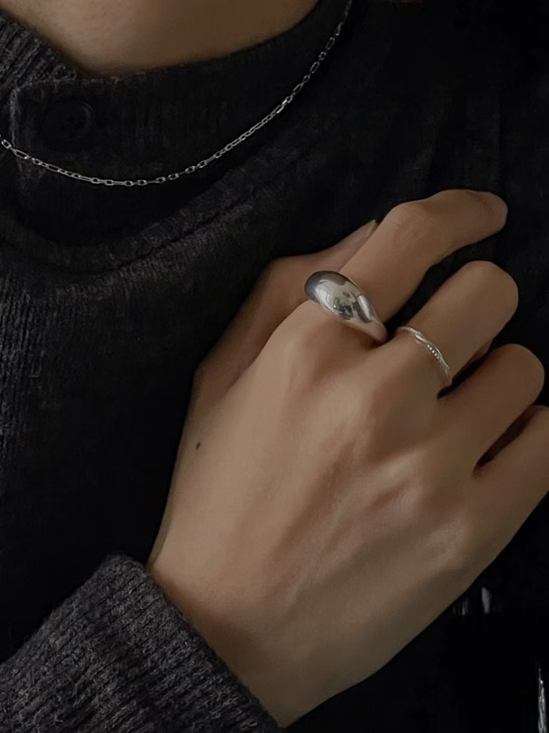 S925 bold point ring