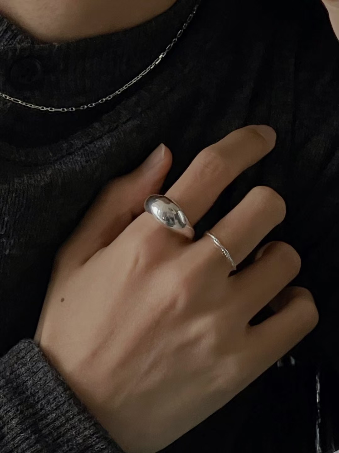 S925 bold point ring