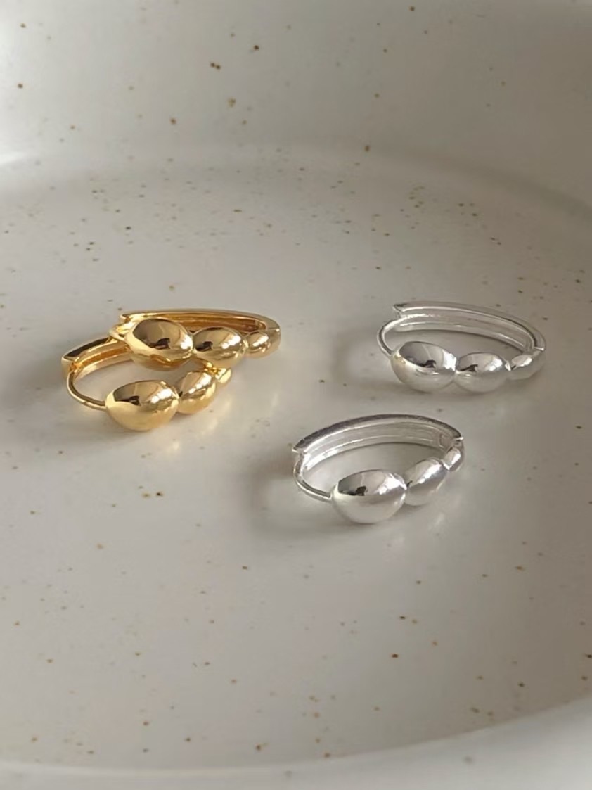 S925 oval point one-touch earring