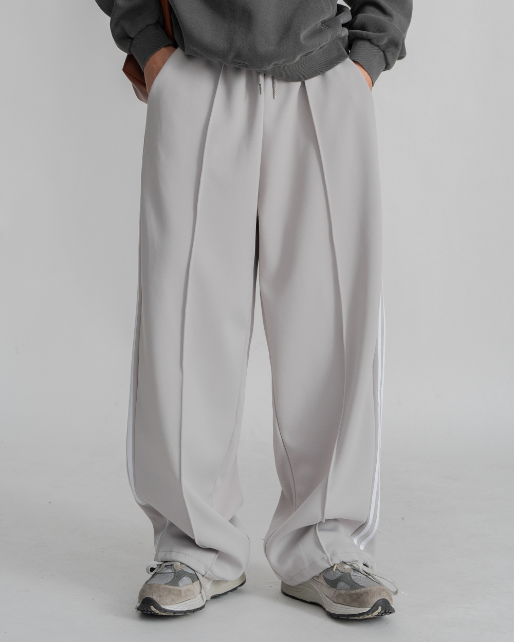 雙線寬軌休閒棉褲