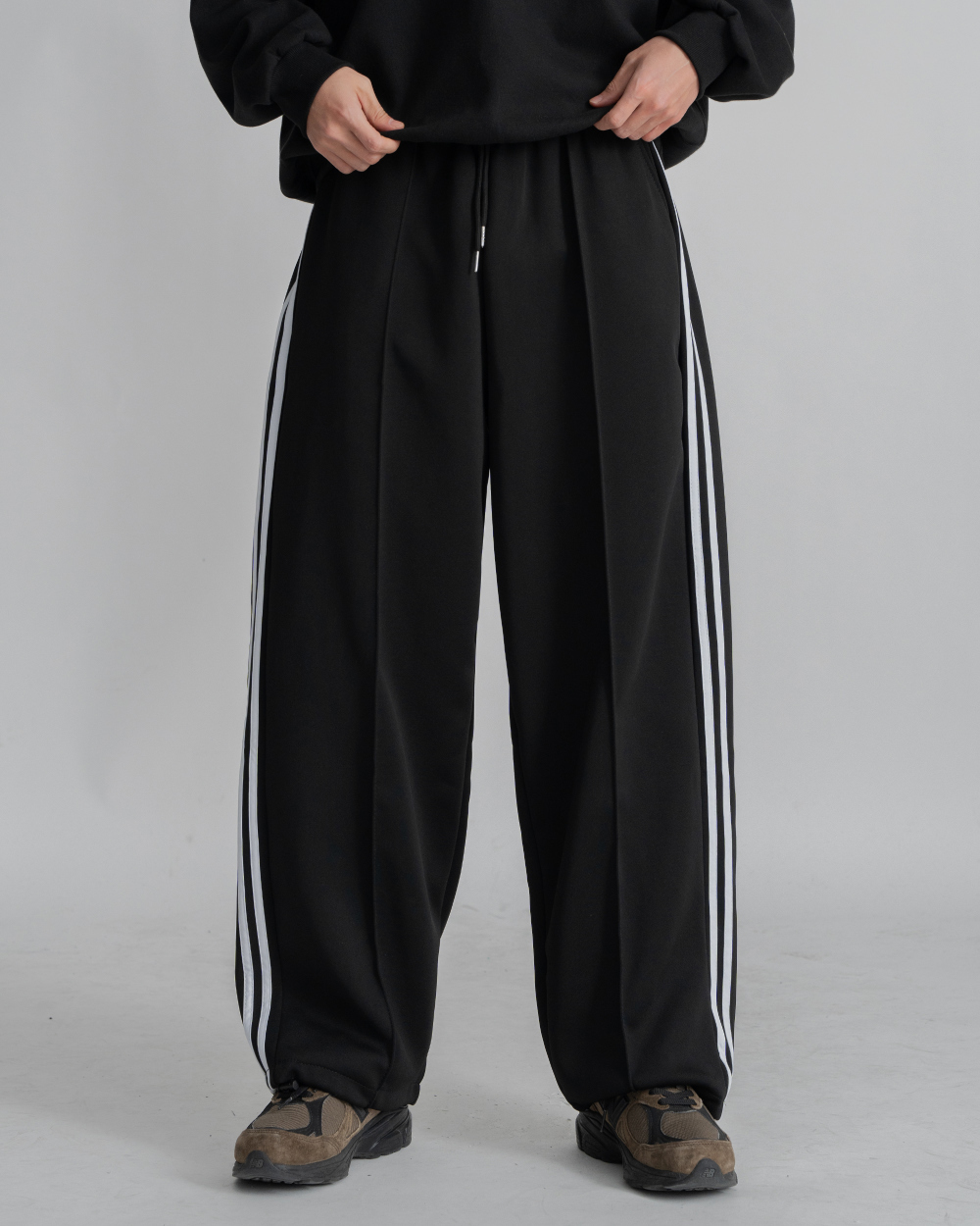 雙線寬軌休閒棉褲