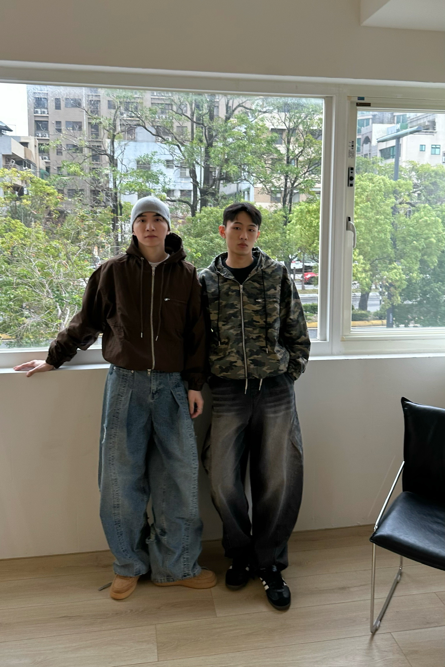 小方格霧面連帽夾克