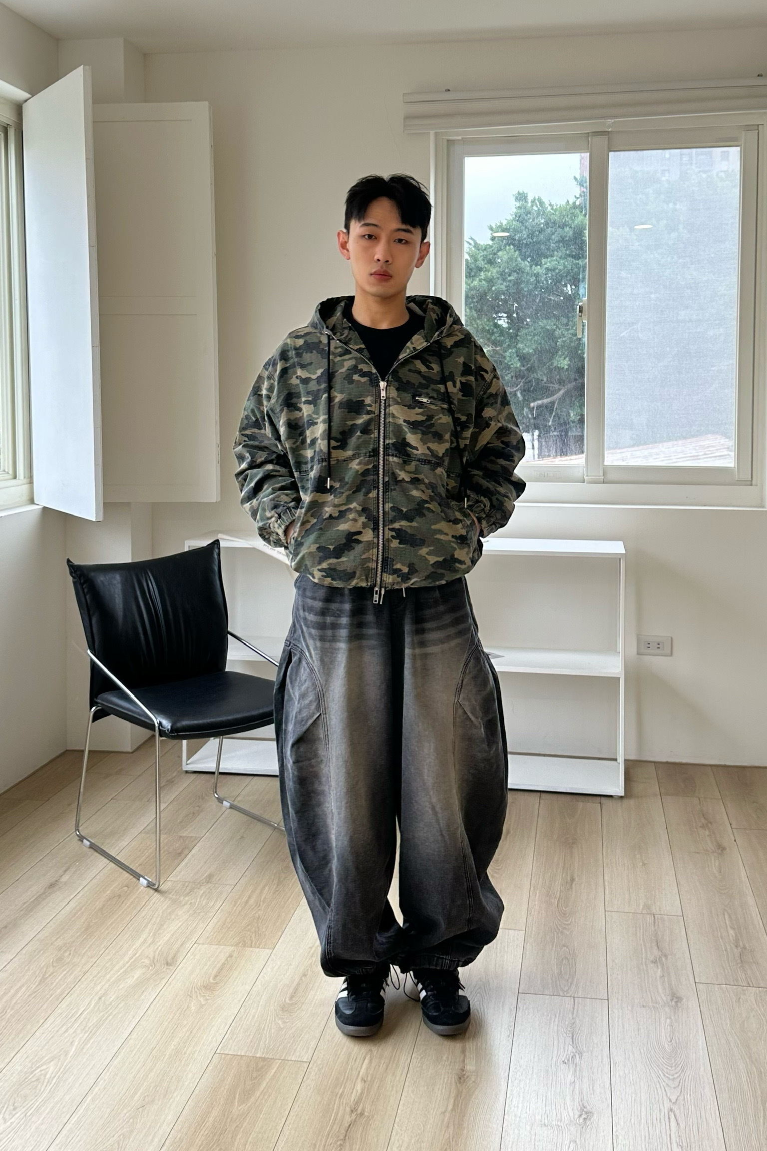 小方格霧面連帽夾克