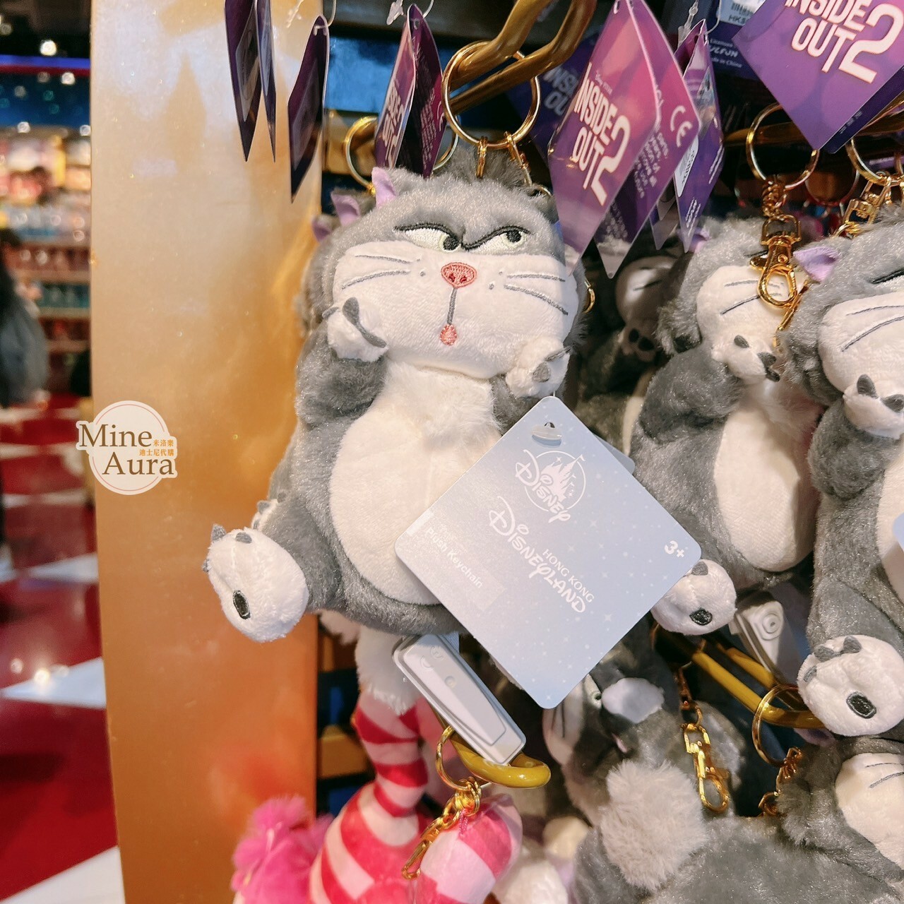 路西法 魯斯佛 Lucife 壞貓咪 托腮 絨毛 鑰匙圈 吊飾 -香港迪士尼樂園