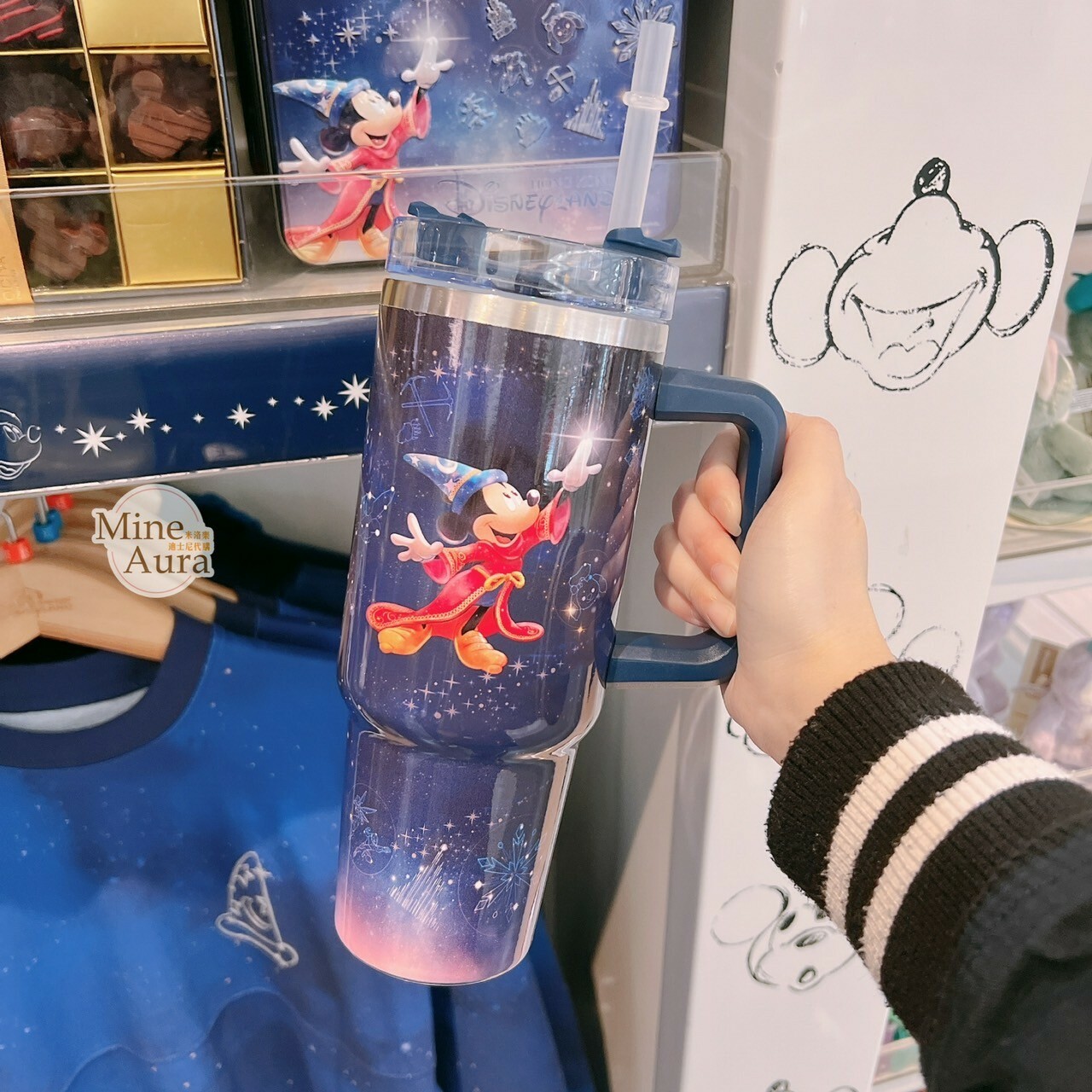 魔法師 米奇 Mickey 主題系列 圖案 手把設計 大容量 吸管 水杯 -香港迪士尼樂園