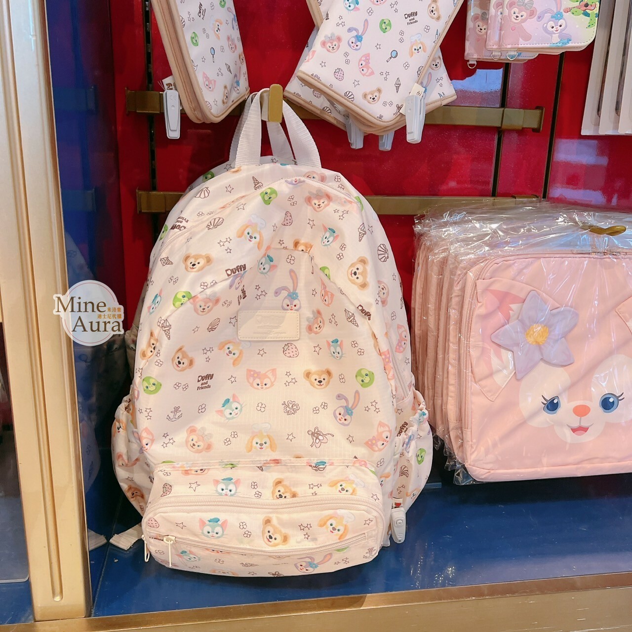 達菲 Duffy 與好友們 大頭 滿版 圖案 後背包 雙肩包 -香港迪士尼樂園