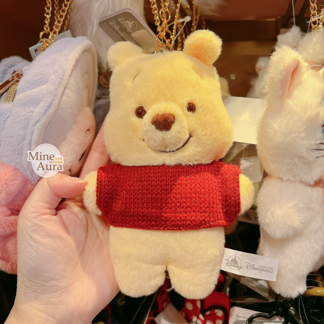 小熊維尼 Winnie the Pooh 絨毛造型 鑰匙圈 吊飾 折疊收納 環保 購物袋 -香港迪士尼樂園