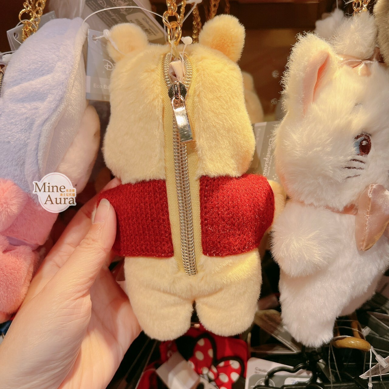 小熊維尼 Winnie the Pooh 絨毛造型 鑰匙圈 吊飾 折疊收納 環保 購物袋 -香港迪士尼樂園