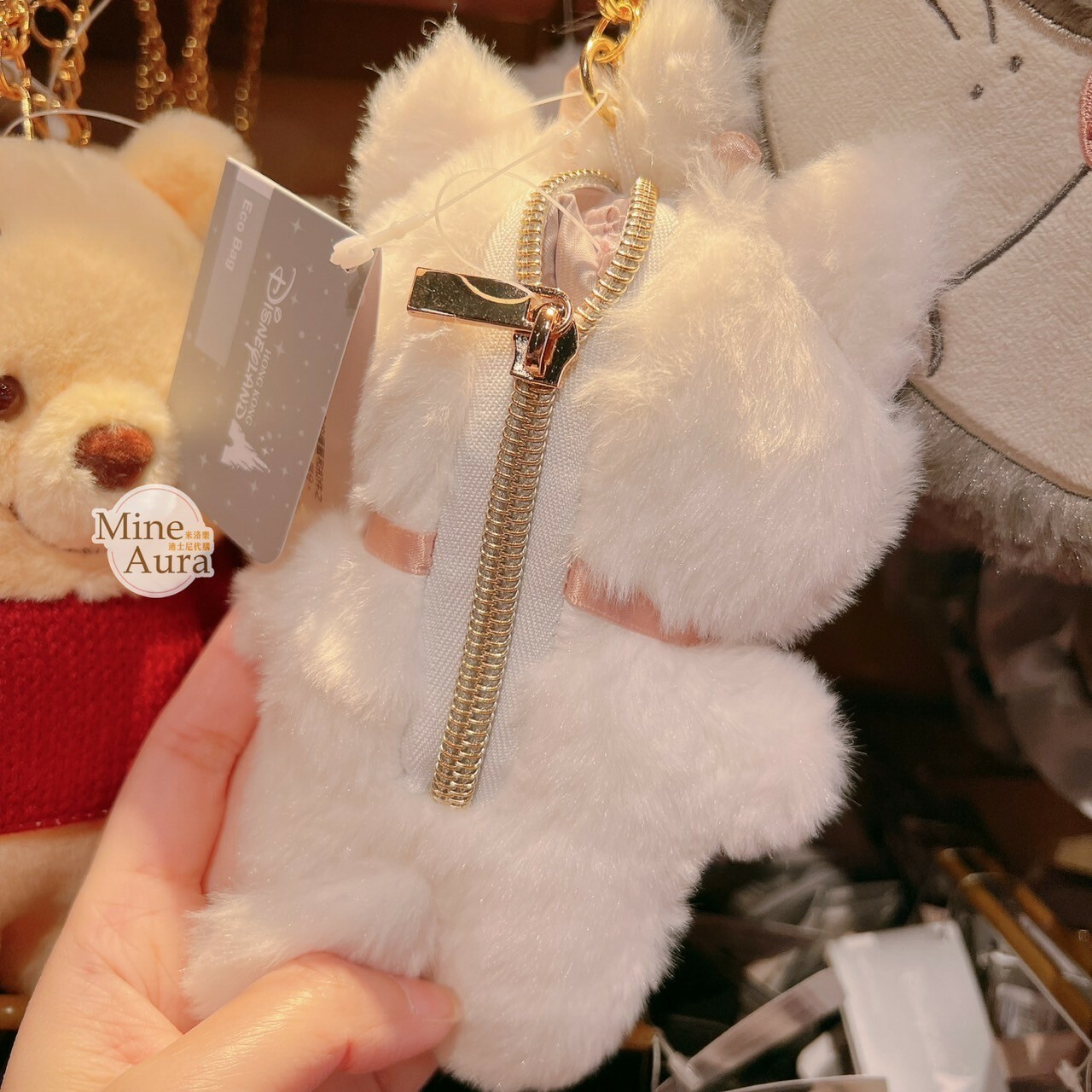 瑪莉貓 Marie 絨毛造型 鑰匙圈 吊飾 折疊收納 環保 購物袋 貓兒歷險記 The Aristocats -香港迪士尼樂園