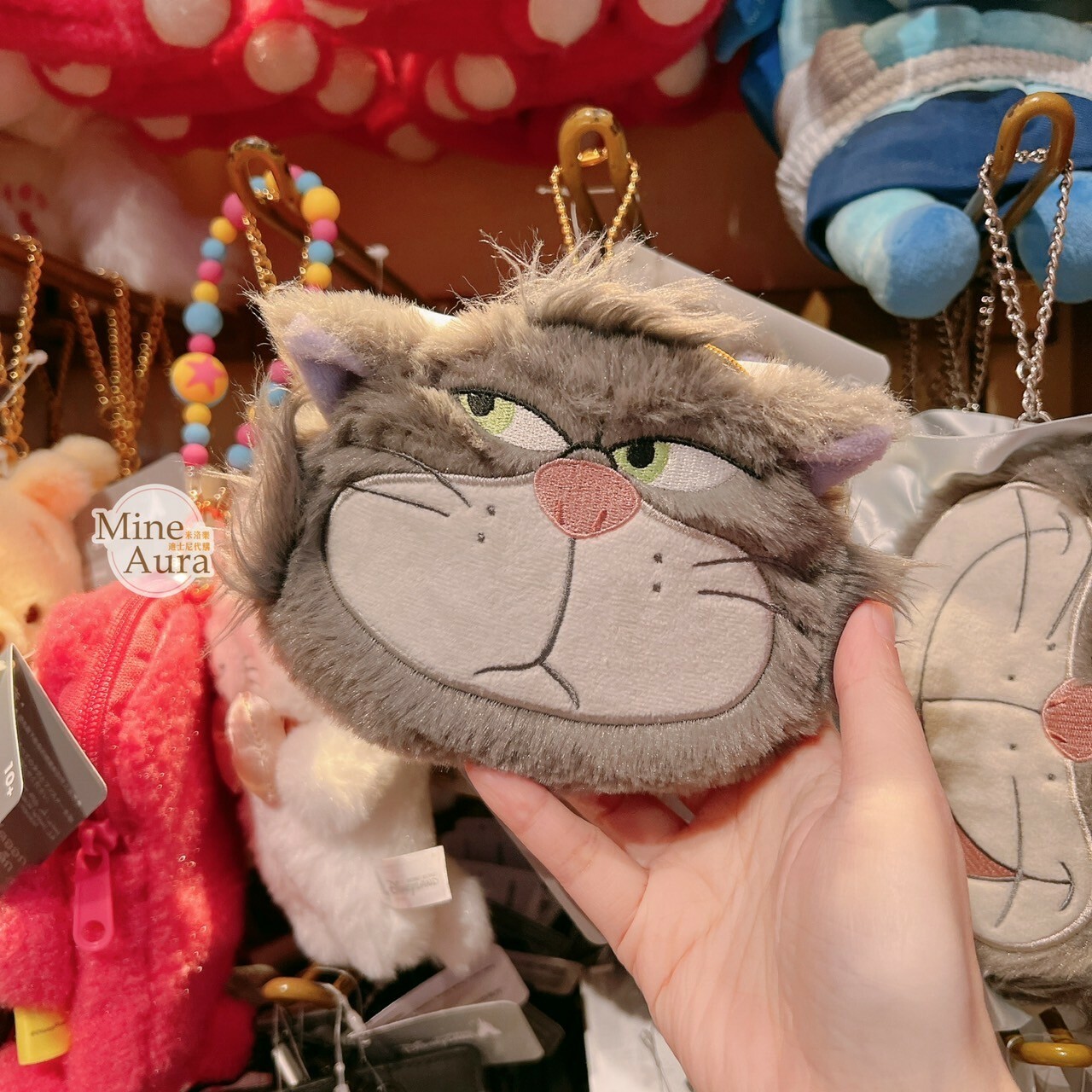 路西法 魯斯佛 Lucife 壞貓咪 大頭絨毛造型 鑰匙圈 吊飾 折疊收納 環保 購物袋 -香港迪士尼樂園