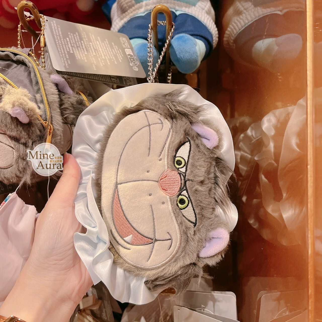 路西法 魯斯佛 Lucife 壞貓咪 大頭歪嘴笑絨毛造型 鑰匙圈 吊飾 折疊收納 環保 購物袋 -香港迪士尼樂園