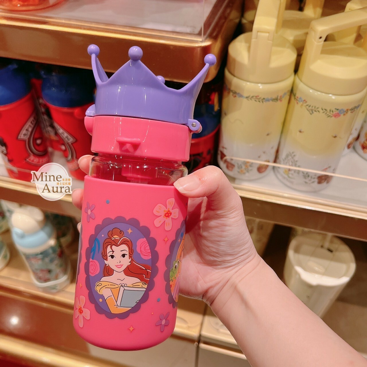 公主系列 Princess Line 公主集合 圖案 紫色皇冠造型 水壺 -香港迪士尼樂園