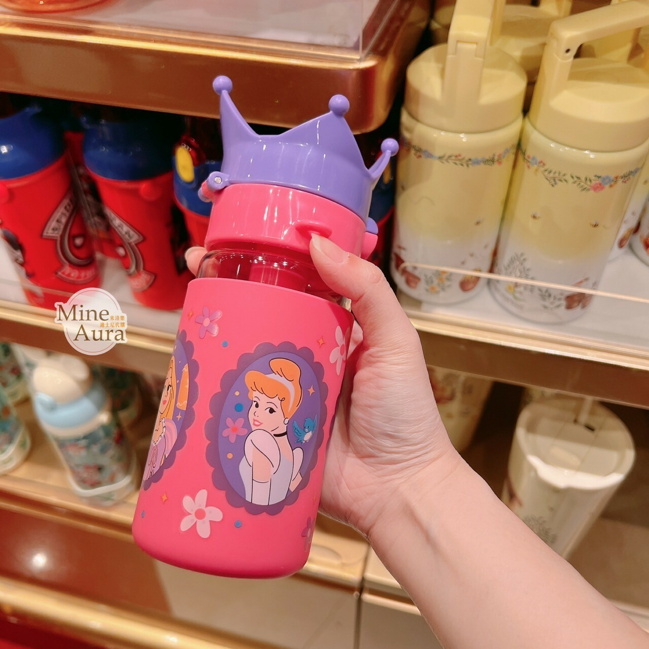 公主系列 Princess Line 公主集合 圖案 紫色皇冠造型 水壺 -香港迪士尼樂園