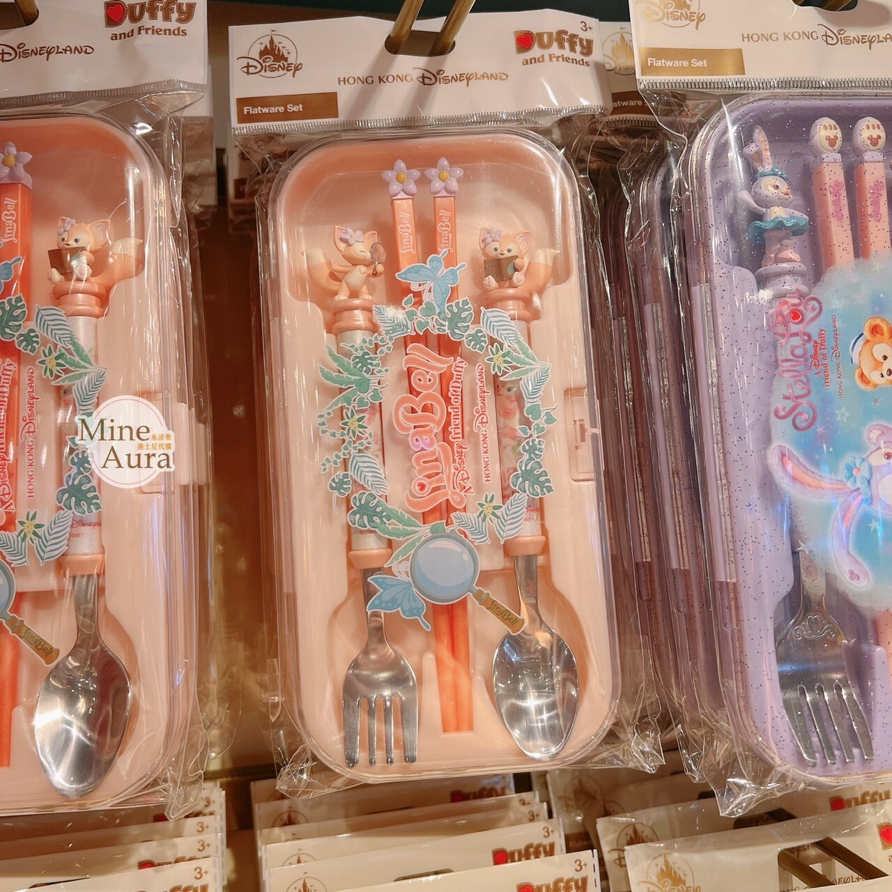 玲娜貝兒 Lina bell 立體造型 叉子+湯匙+筷子 餐具 收納盒 組 -香港迪士尼樂園