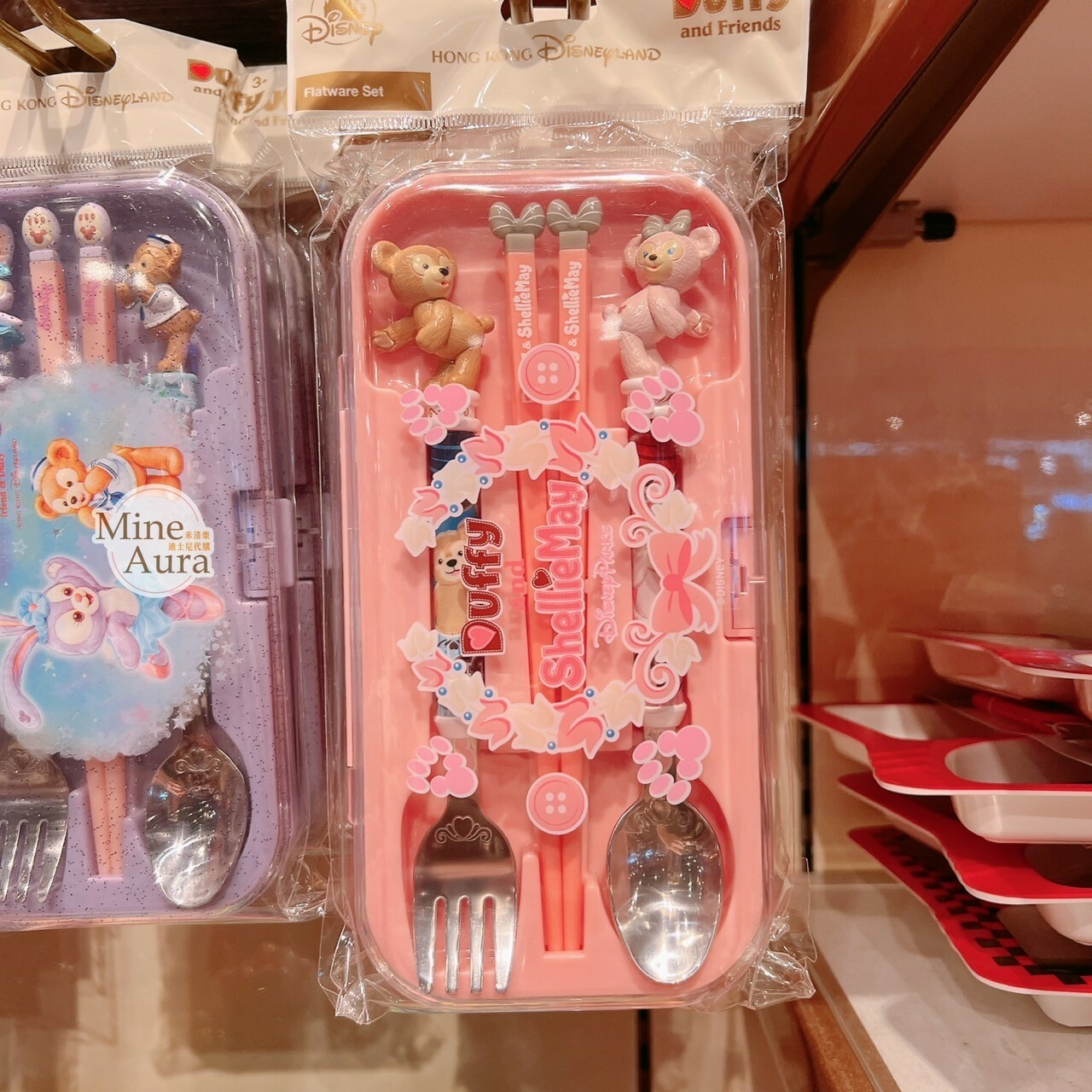 達菲 Duffy 雪莉玫 ShellieMay 立體造型 叉子+湯匙+筷子 餐具 收納盒 組 -香港迪士尼樂園