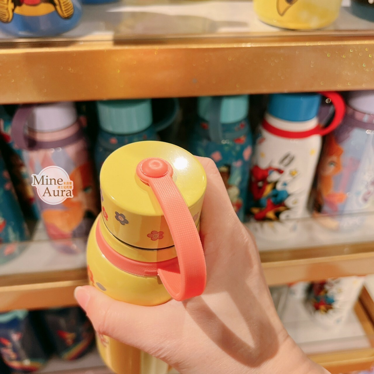 米妮 Minnie 圖案 黃色蓋子 黃色底 手提 水壺 -香港迪士尼樂園