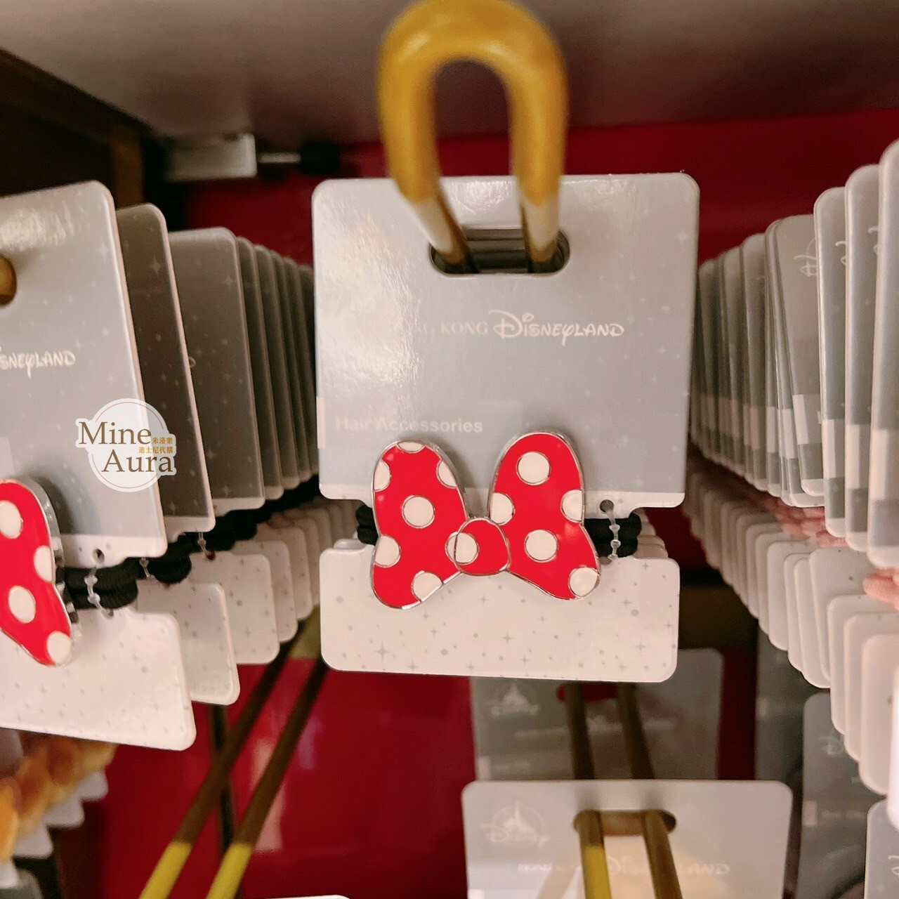 米妮 Minnie 紅色點點 蝴蝶結 造型 髮束 髮飾 -香港迪士尼樂園