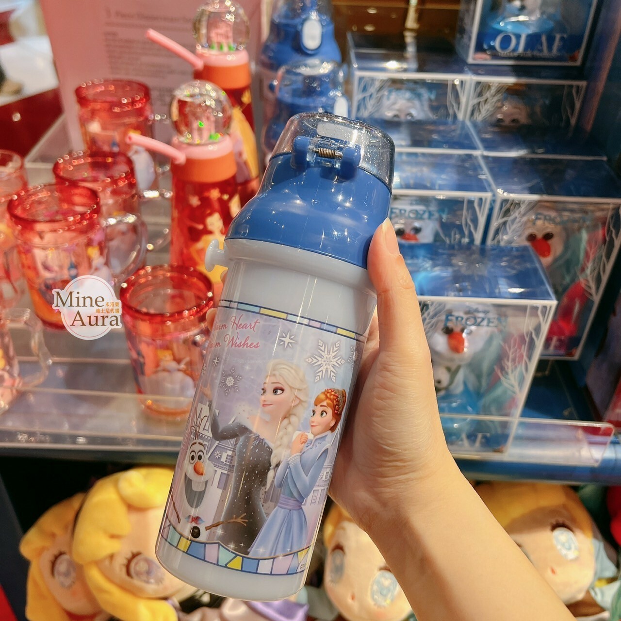 冰雪奇緣 Frozen 圖案 藍色 兒童 水壺 -香港迪士尼樂園