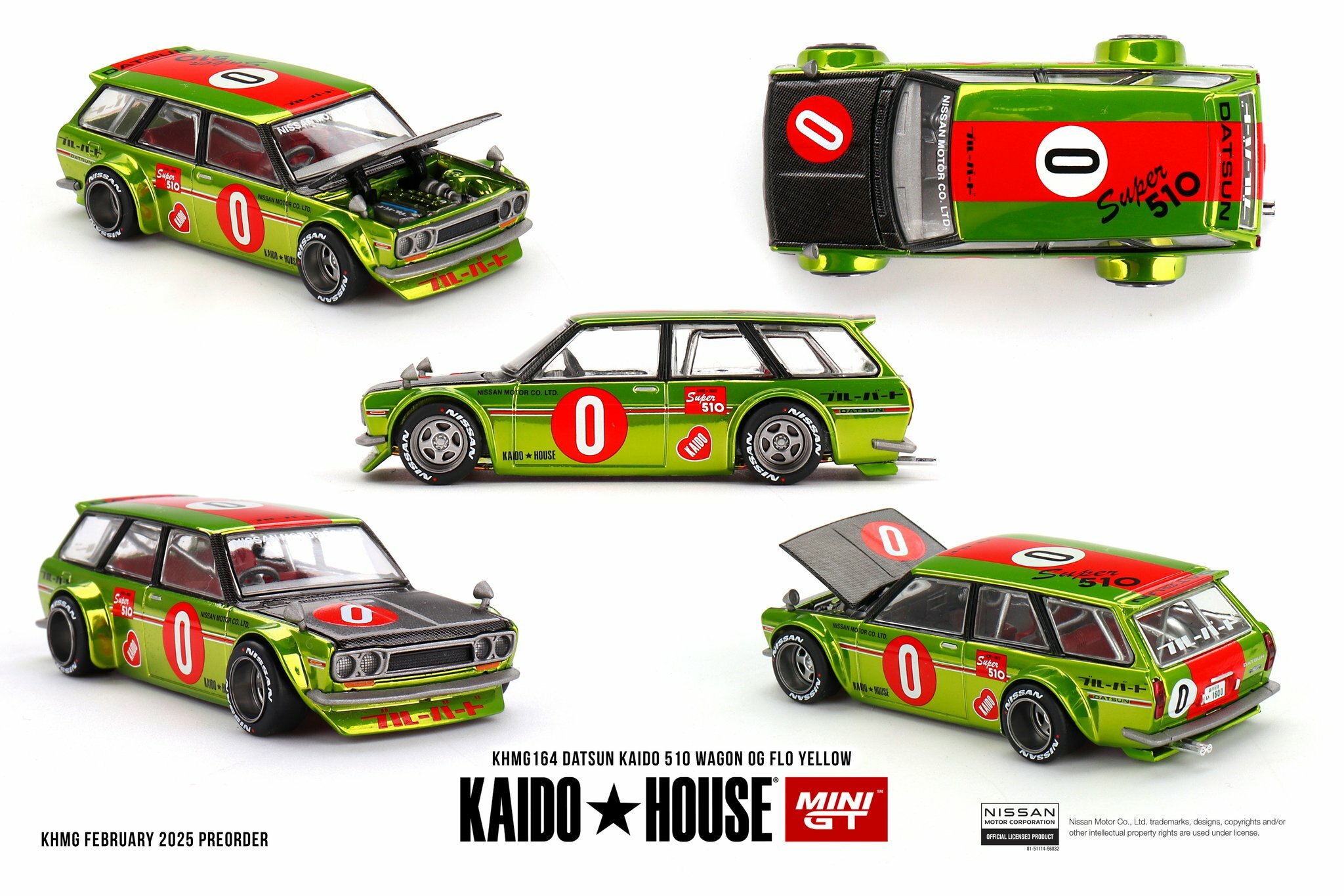 【預訂】Mini GT x Kaido House Datsun KAIDO 510 Wagon OG  Flo Yellow
