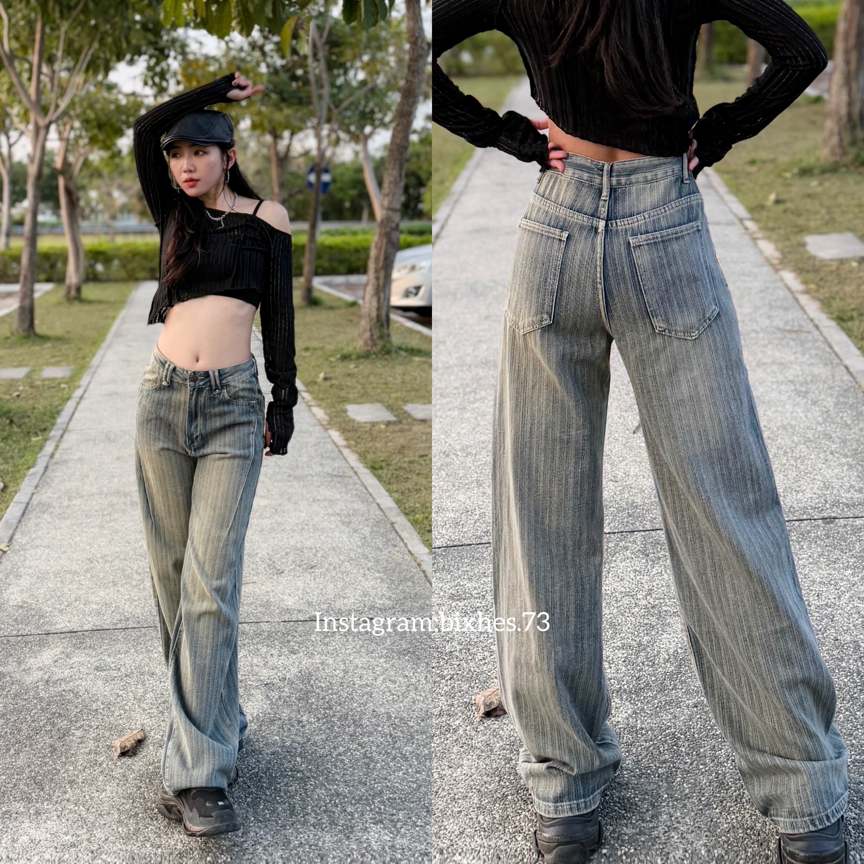 美式做舊條紋牛仔褲(E00114)