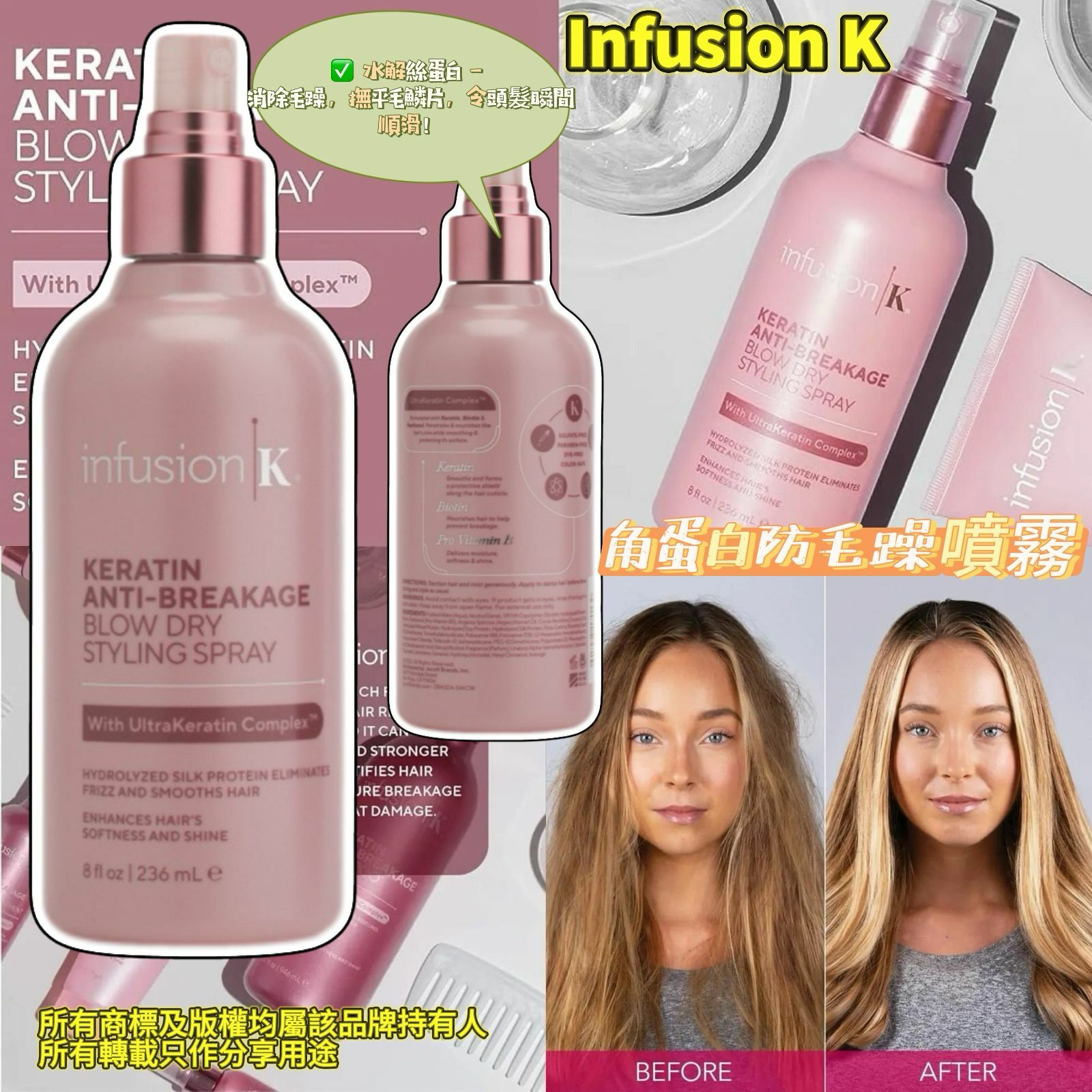 【預購】 Infusion K G030317 角蛋白防毛躁噴霧236ML