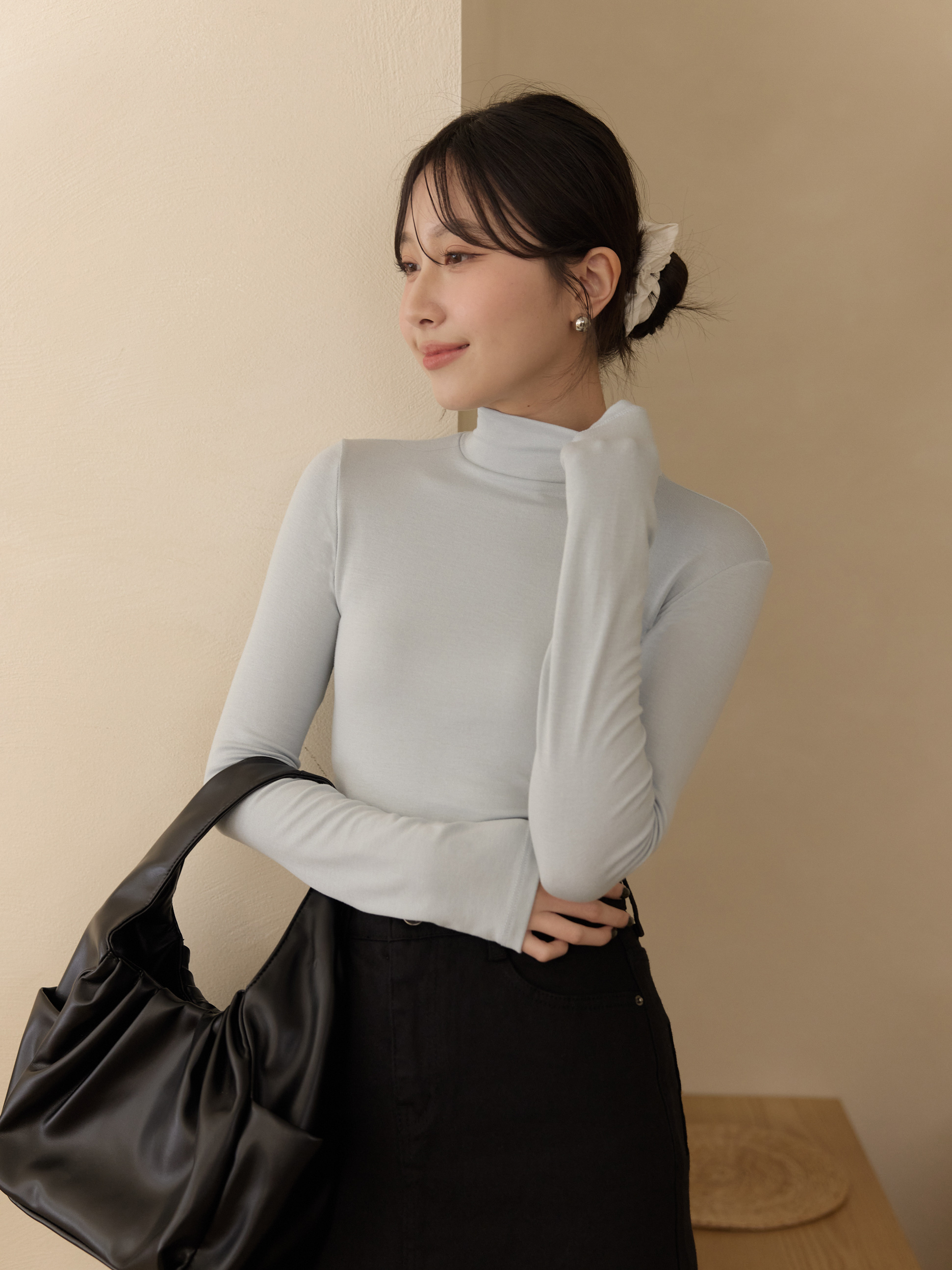 簡約立領彈性上衣