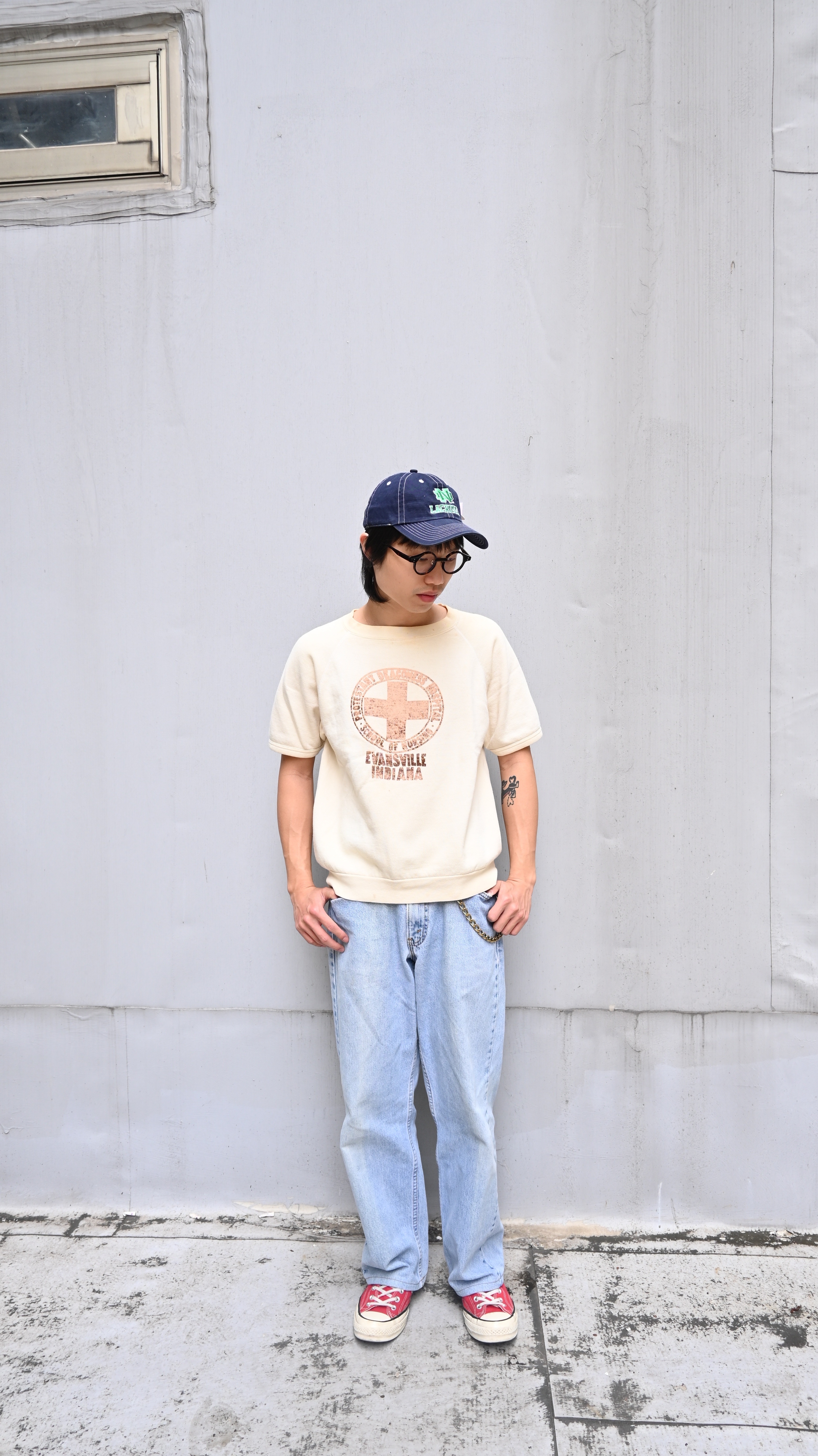 00’s Flock Print S/S Sweat Shirt Made in USA