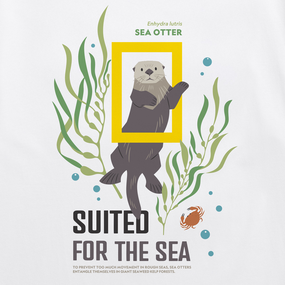 Unisex HK Exclusive Animal Tee (Sea otter) WHITE