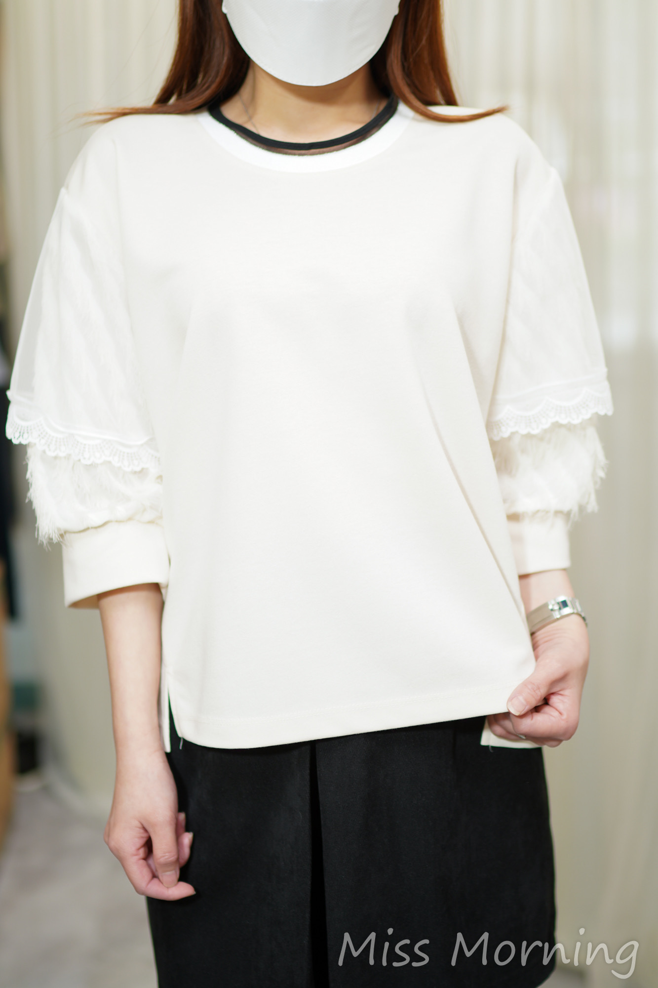 Lace中袖款上衣(14447)