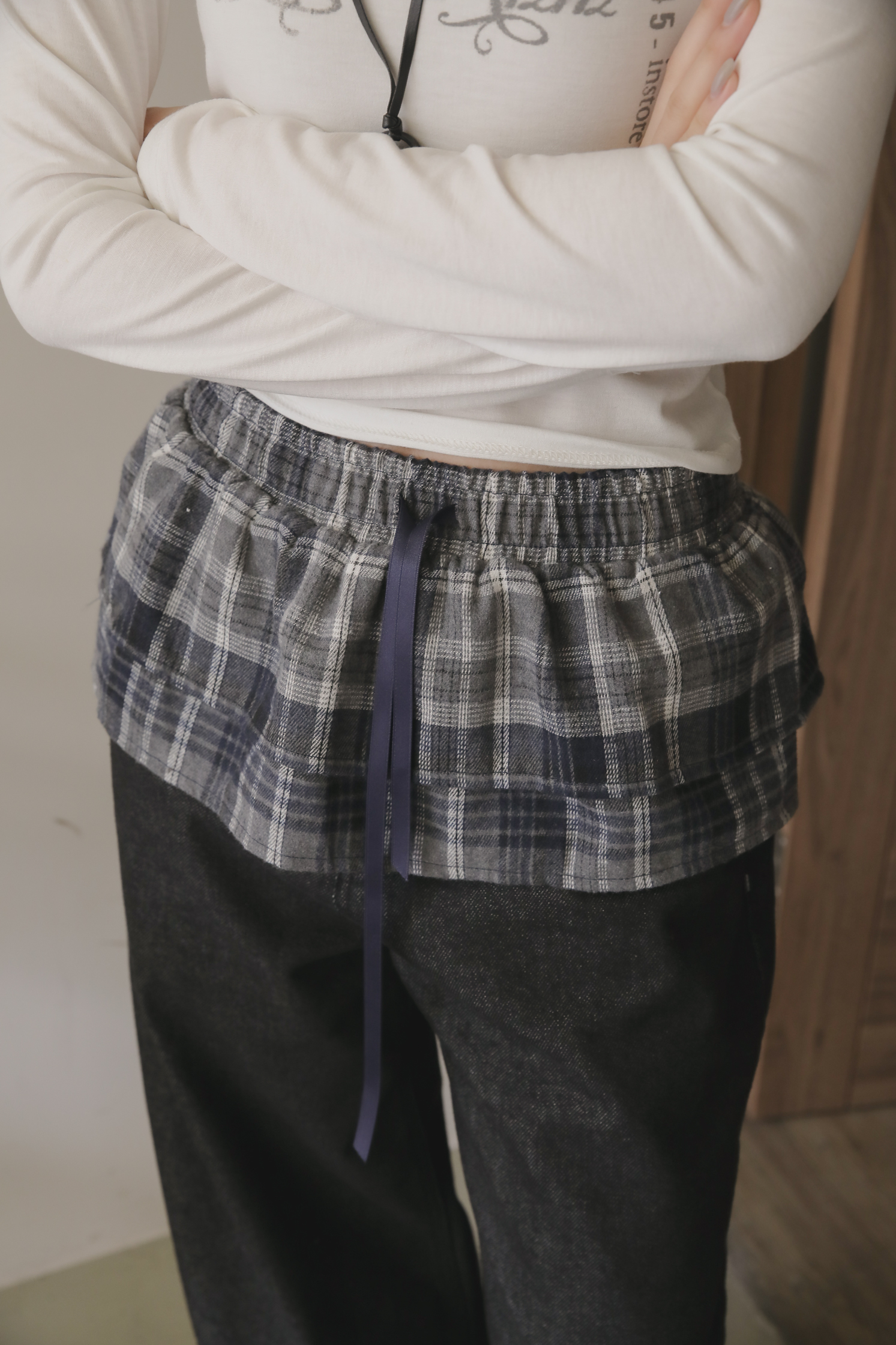 Check Cancan Skirt #短裙