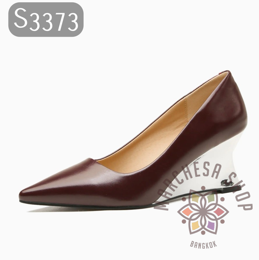 S3373 - 羊皮簡約尖頭銀高踭船踭鞋