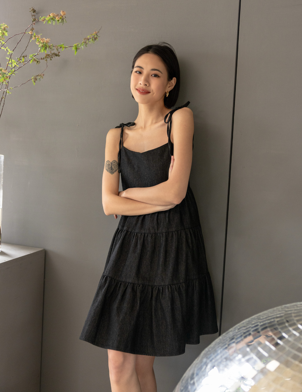 丹寧綁帶蛋糕裙襬短洋（3尺寸）