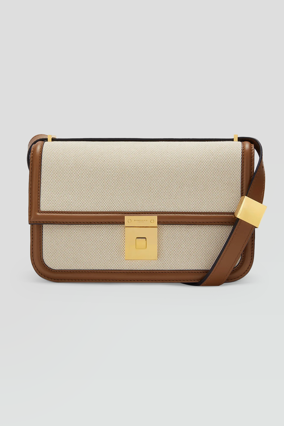 DeMellier｜PARIS 真皮飾邊帆布長形肩背包