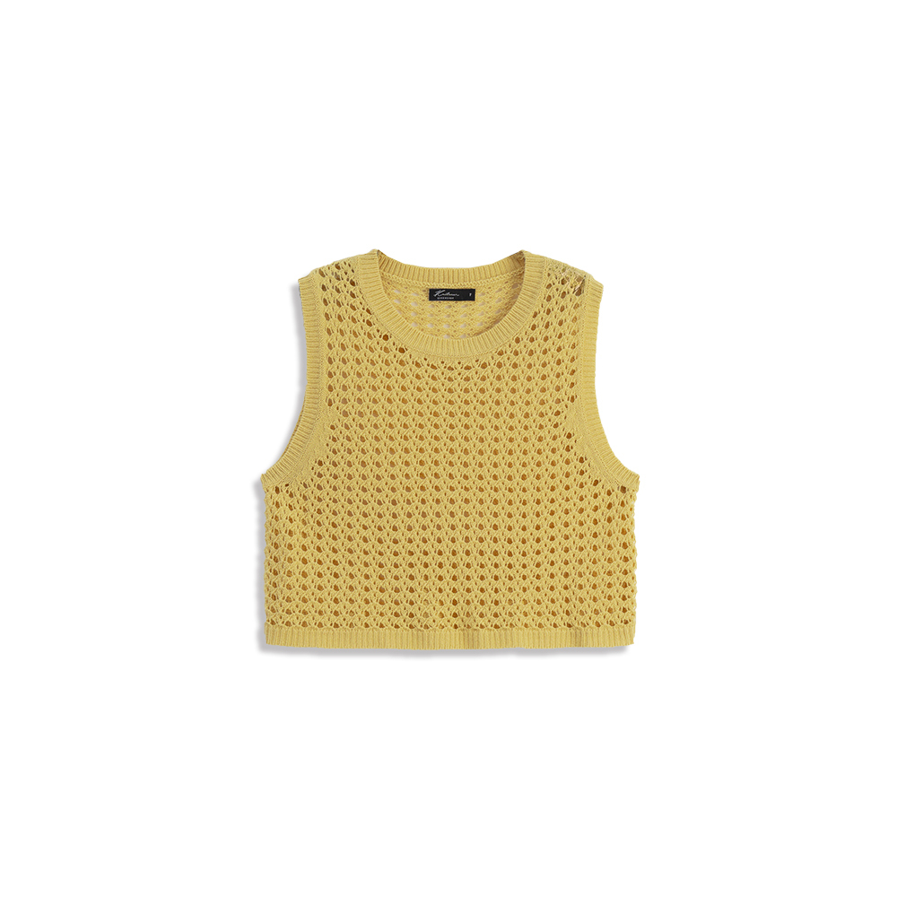 Hollow shape round neck knitted vest sold in three colors【01013444】in stock+pre-order