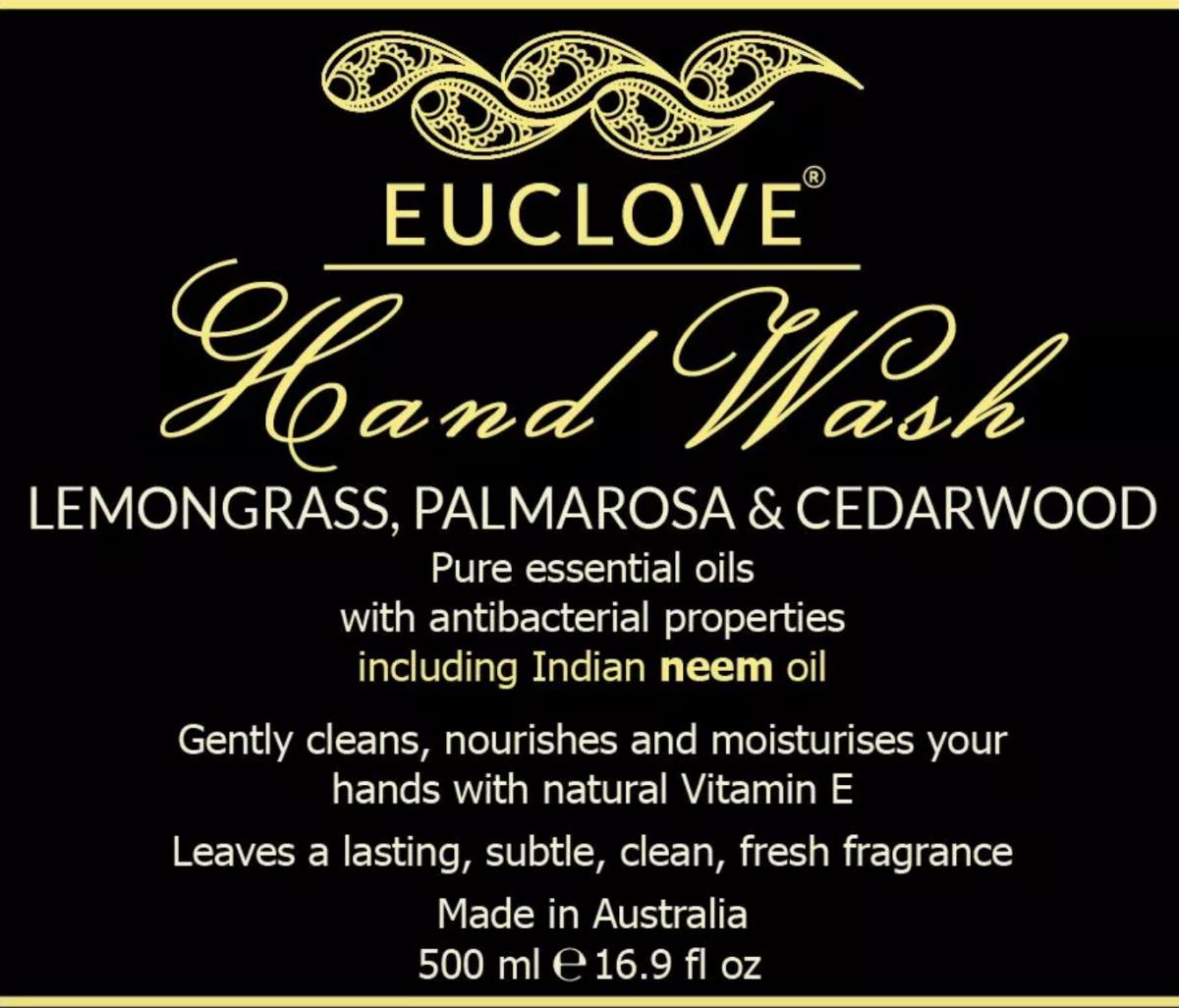 澳洲Euclove Clean - 護手洗手液- 玫瑰草,檸檬草,雪松 500ml