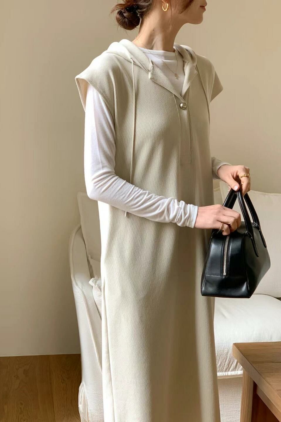 OP#14560🤎垂肩直落針織裙