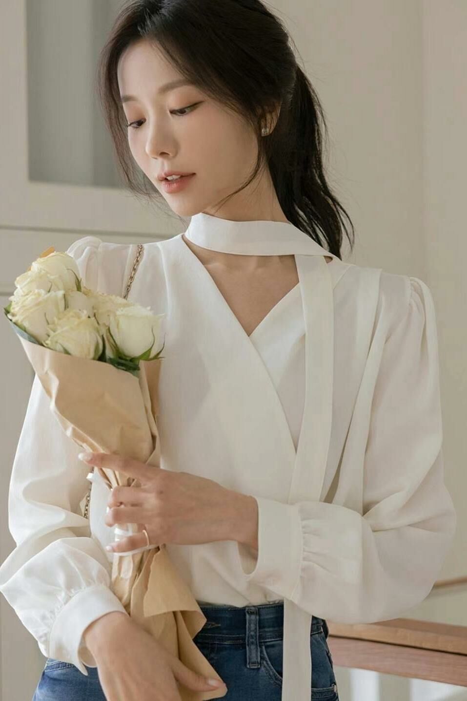 TOP#14561🤎對襟式雪紡上衣