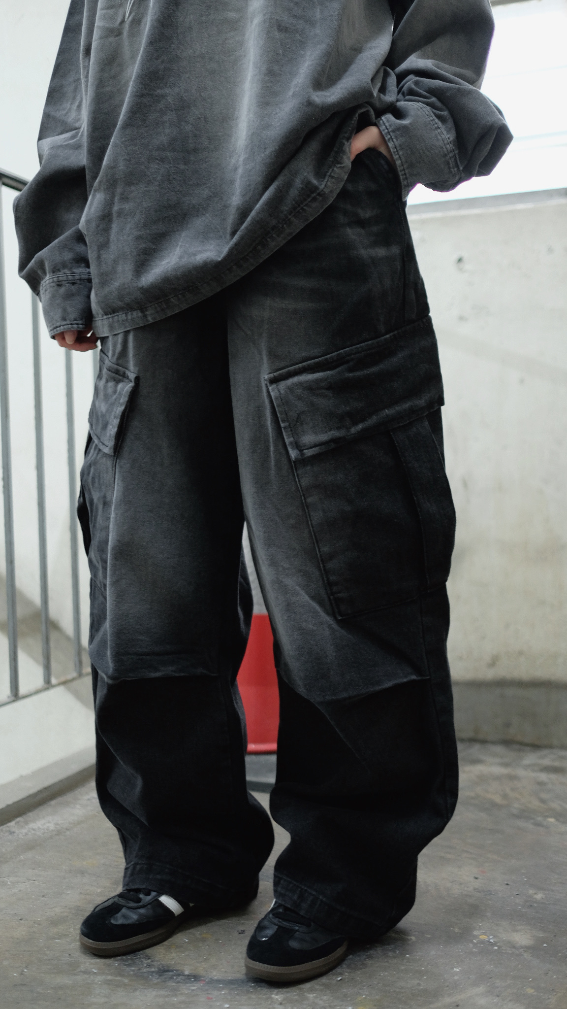 LPT0048 半橡筋腰斜袋牛仔褲