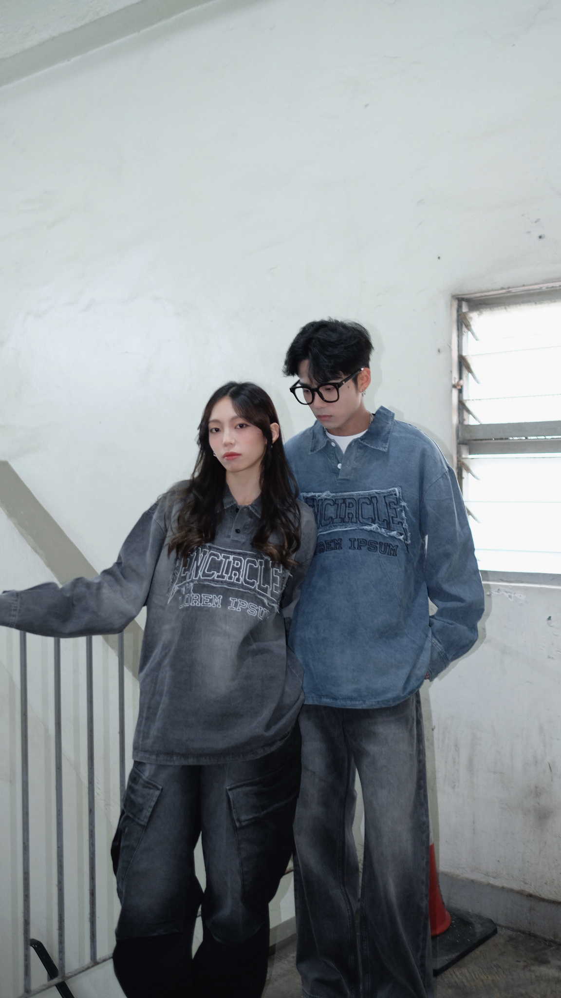 LPT0097 磨邊灰色牛仔褲