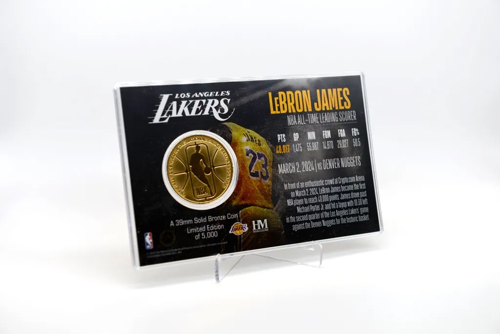 NBA金幣 Lebron James 洛杉磯湖人 生涯 四萬分 金幣立牌 40,000 Points The Highland Mint 官方授權