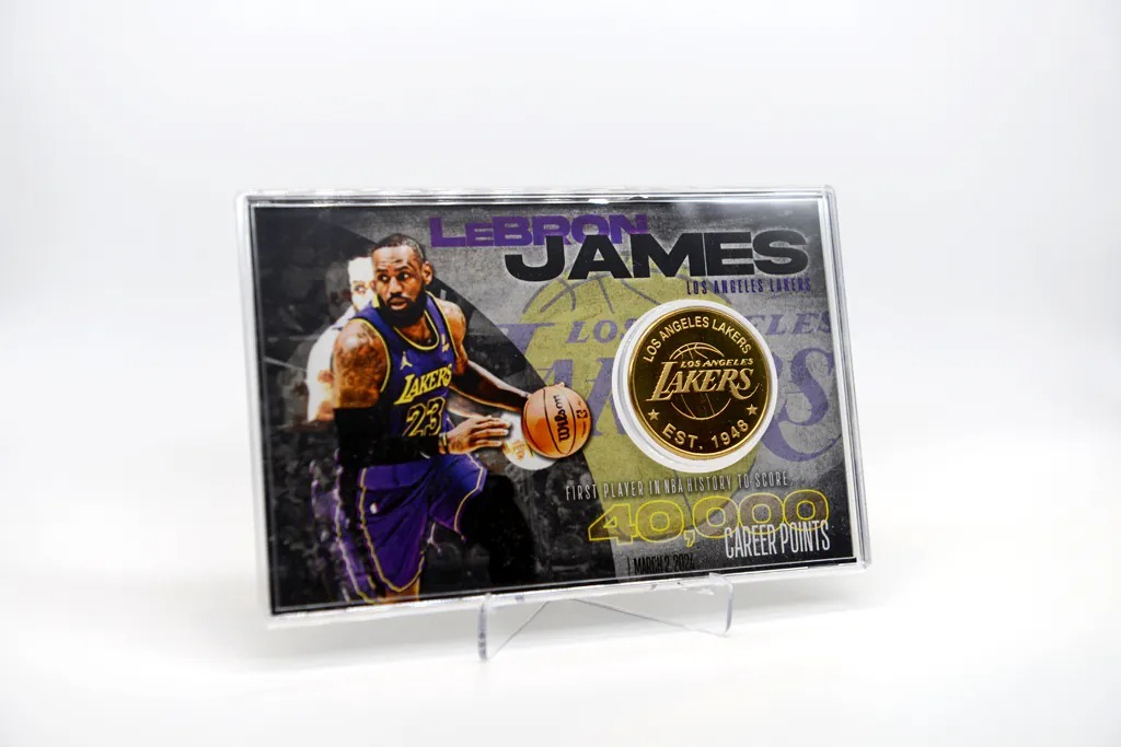 NBA金幣 Lebron James 洛杉磯湖人 生涯 四萬分 金幣立牌 40,000 Points The Highland Mint 官方授權