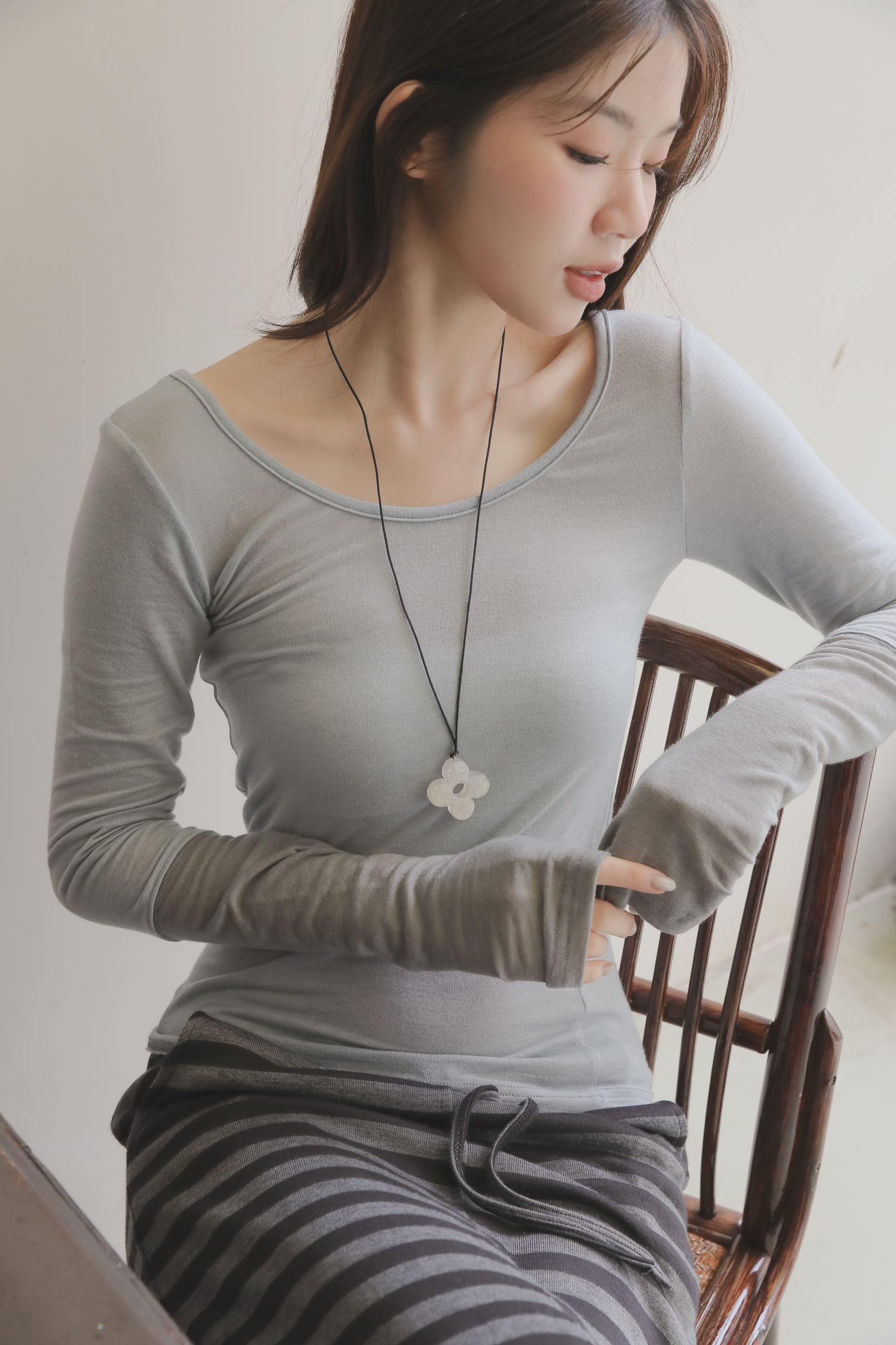 Color Long Sleeve T shirt #上衣