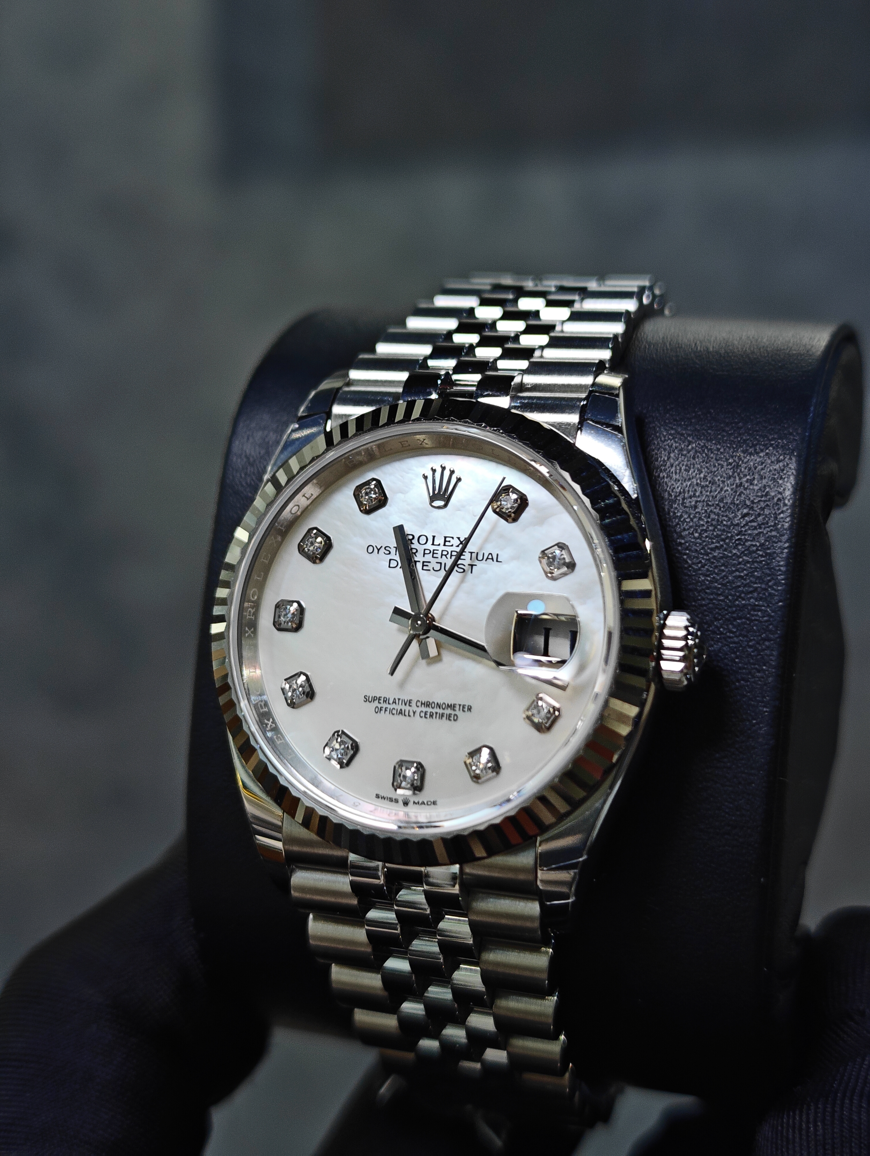 BRAND NEW ROLEX 126234ng 126234 WHITE MOP WHITE GOLD STEEL DATEJUST 36 JUBILEE STRAP