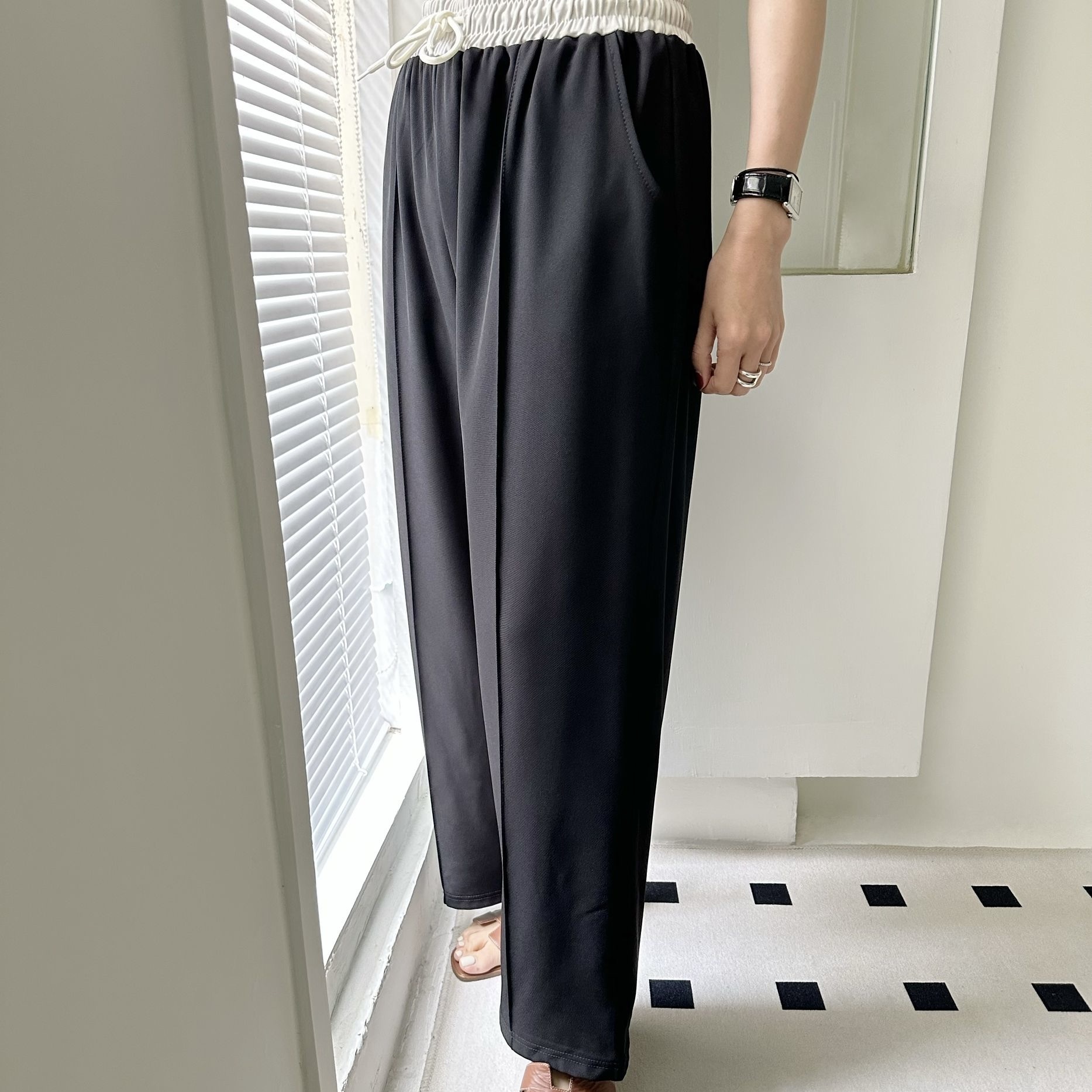 【BONNIE】腰拼色車骨長褲