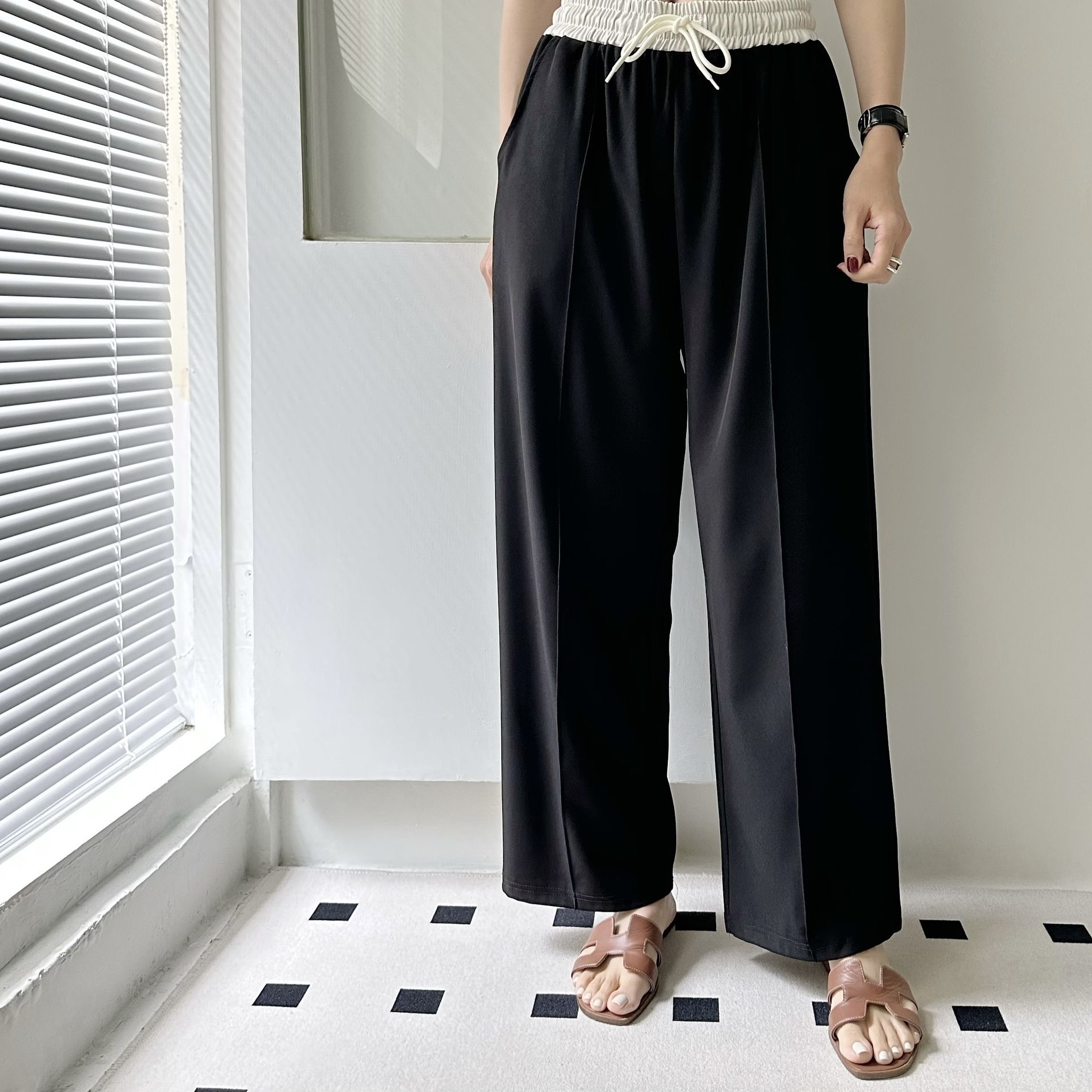 【BONNIE】腰拼色車骨長褲