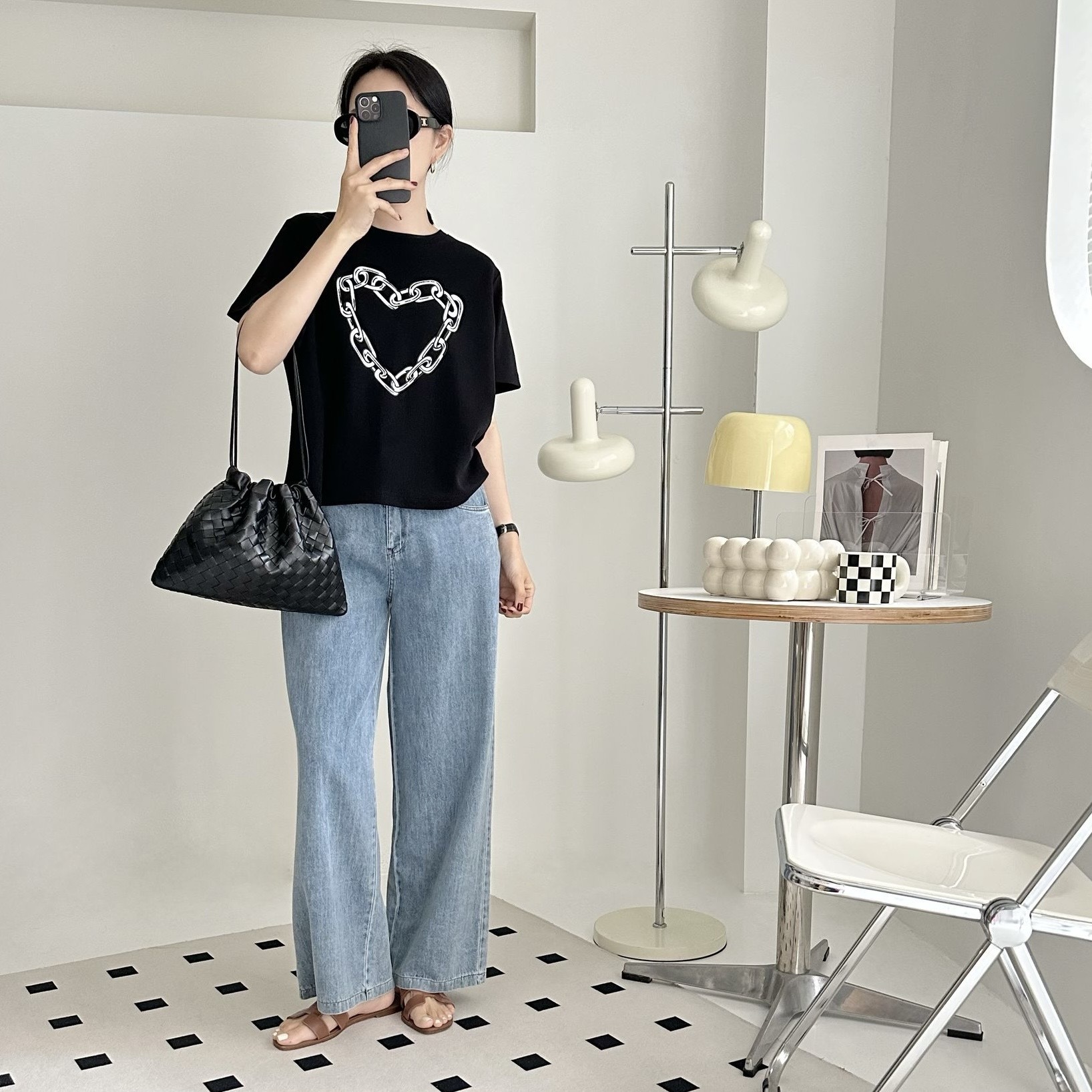 【BONNIE】鎖鏈心心短袖TOP